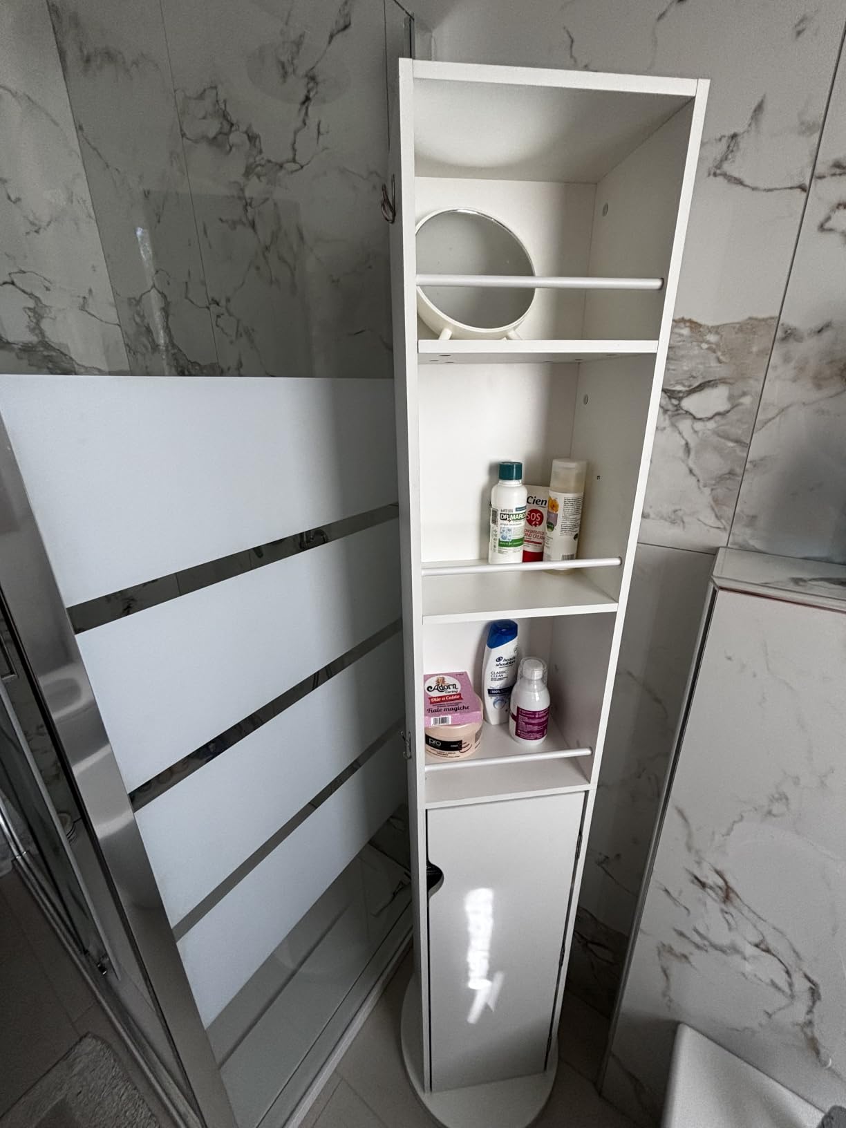 Baroni Home Specchio Girevole Colonnina Mobile Bianco 169 cm