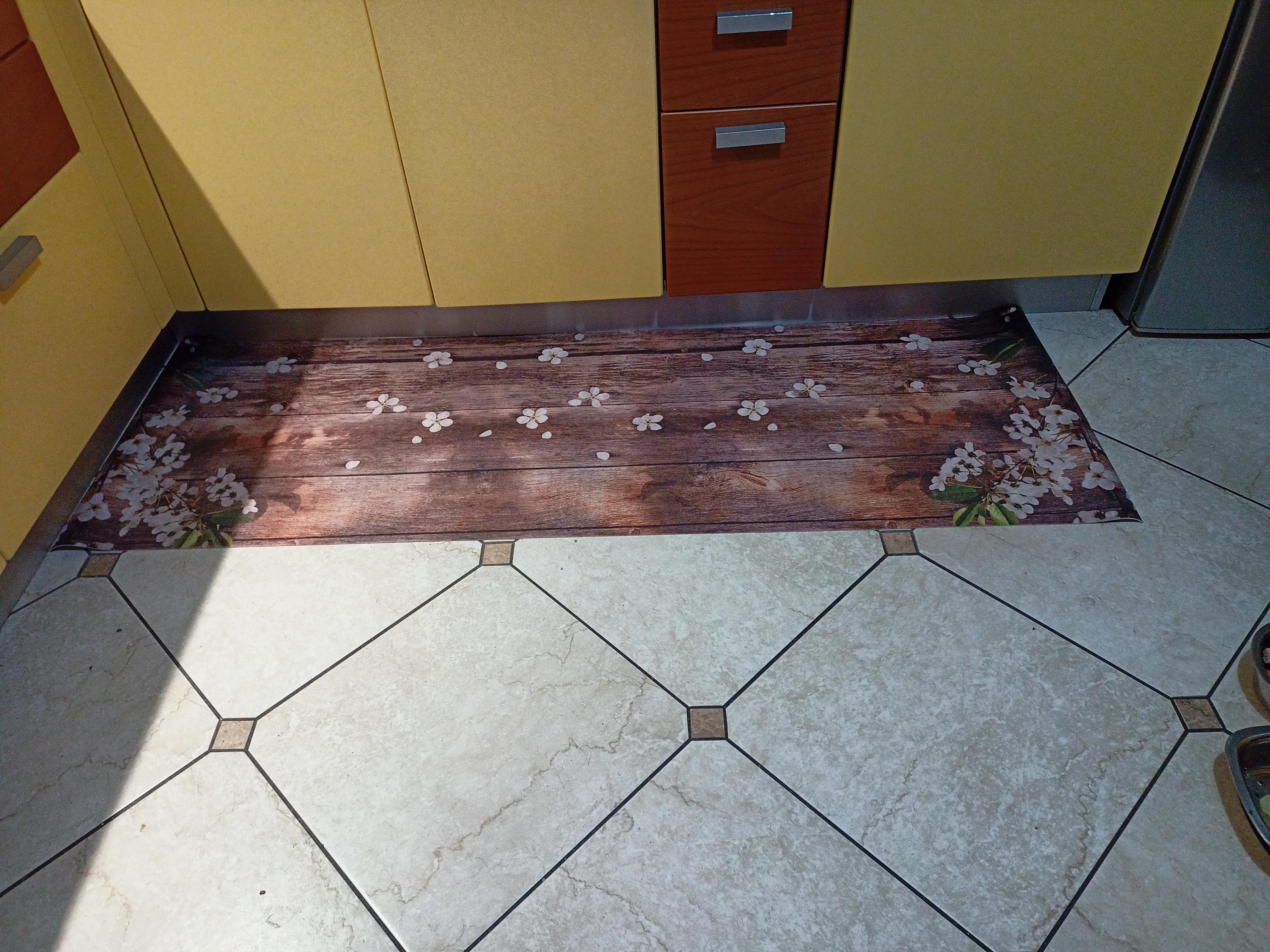 Baroni Home Tappeto PVC 120x60 cm Fiori Rosa Antimacchia