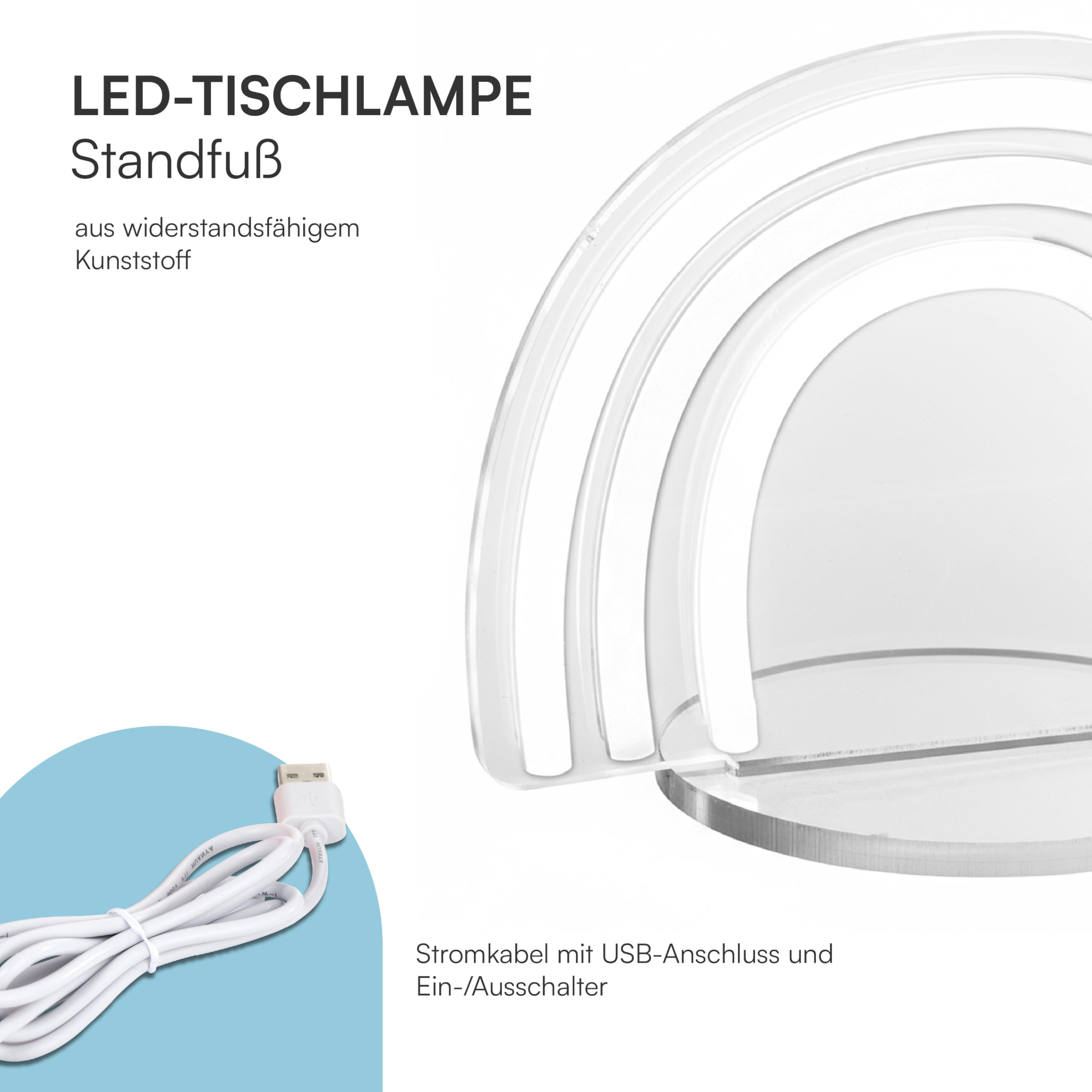 Baroni Home Arcobaleno lampada LED neon rosa celeste USB