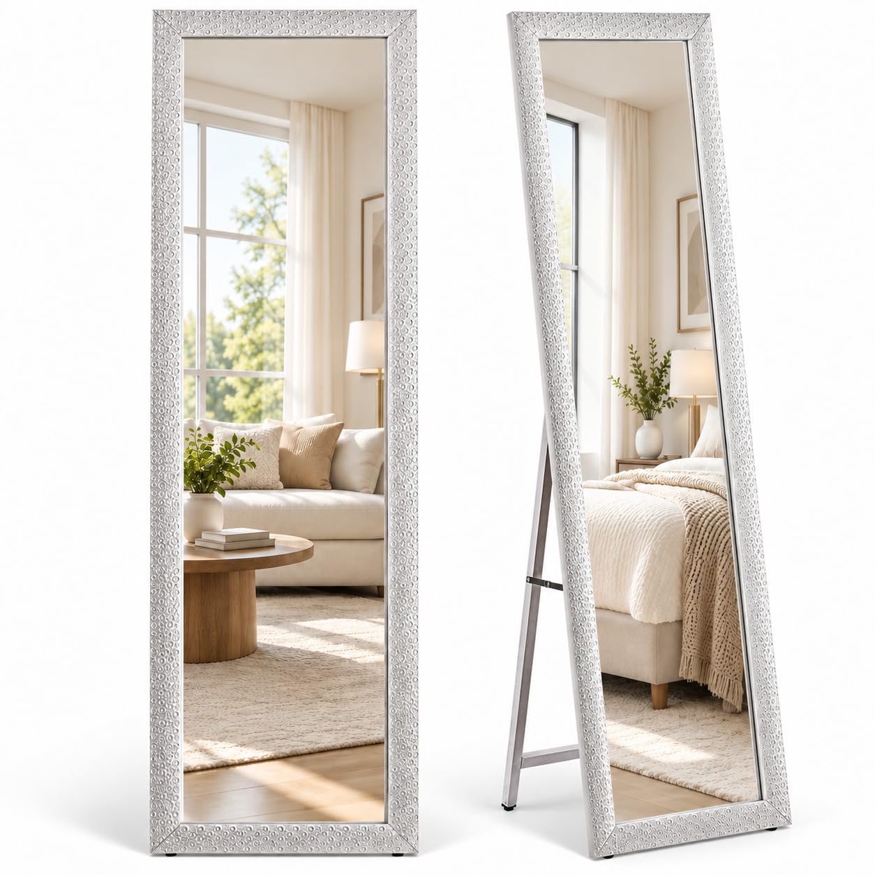 Baroni Home Specchio da Terra Riccioli Bianchi 40x150 cm