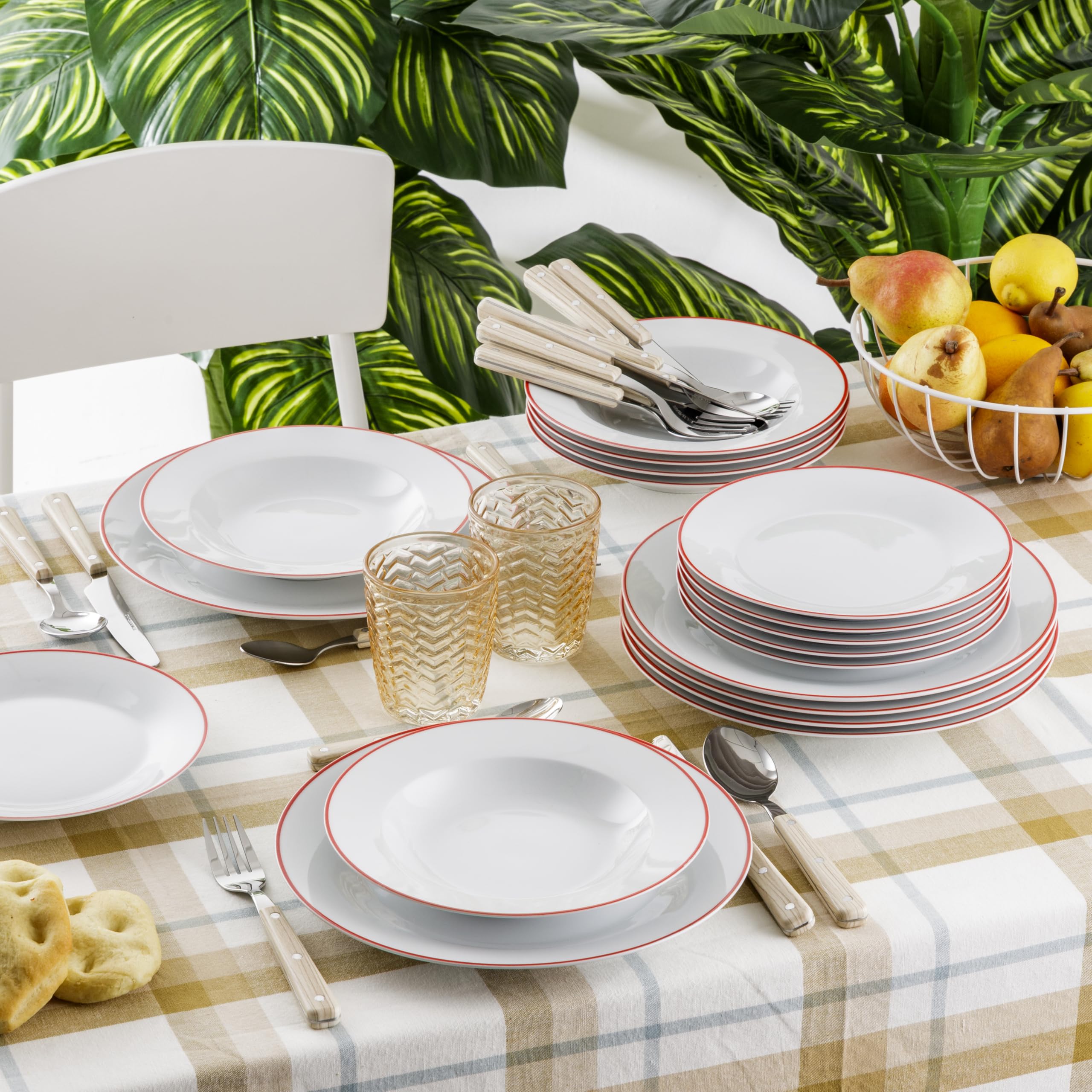 Baroni Home Red Line servizio piatti 18 pezzi porcellana