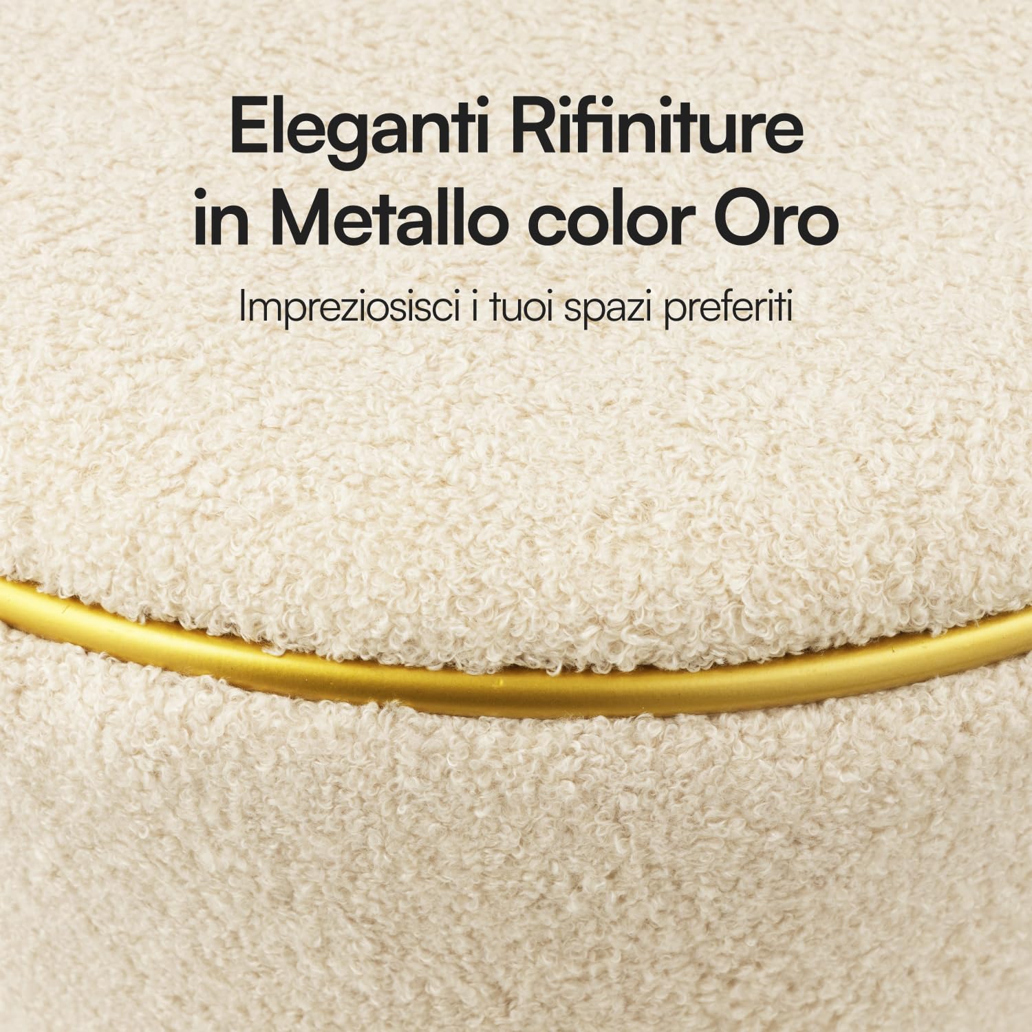 Baroni Home Pouf Poggiapiedi Clessidra Sherpa Beige 37x37x43