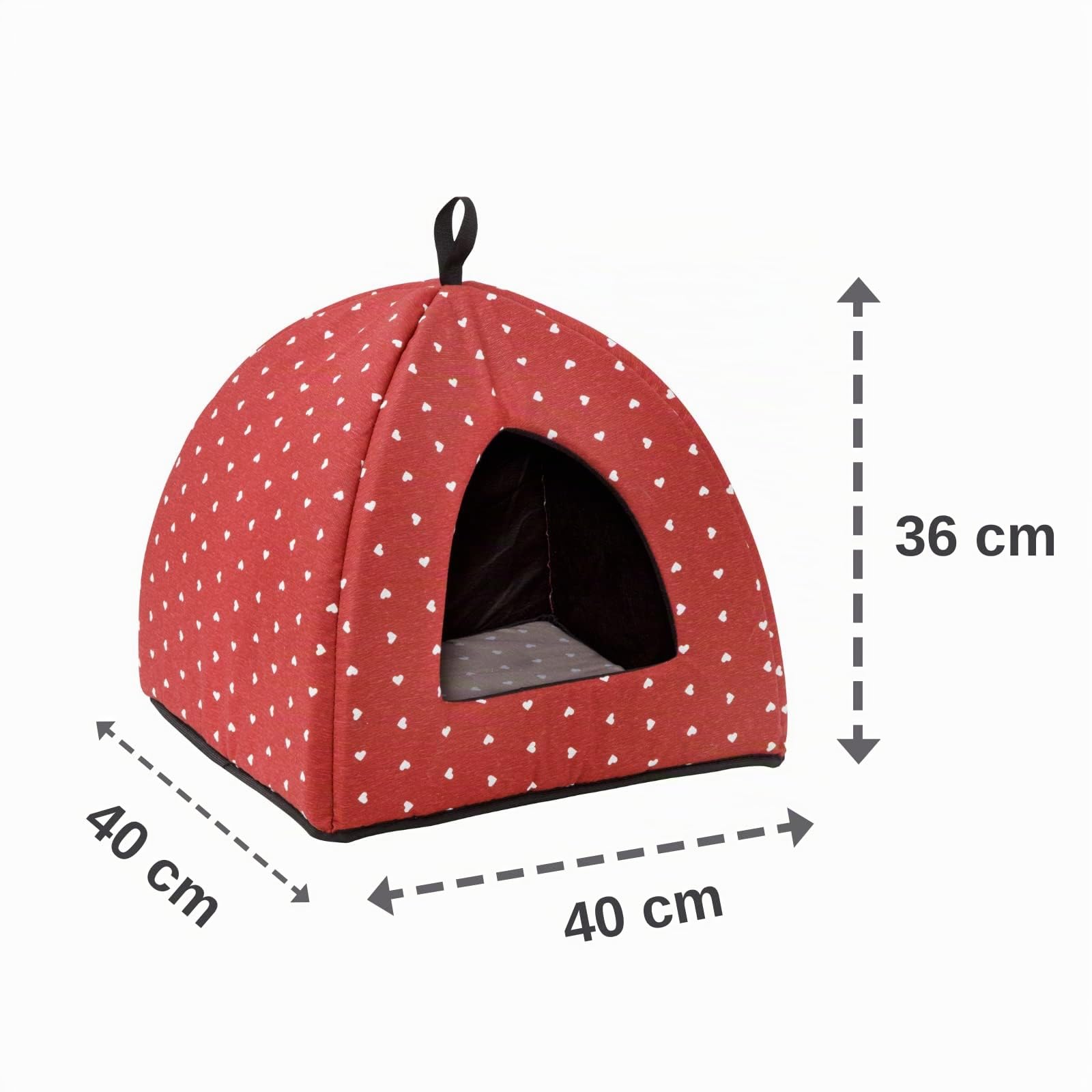 Baroni Home cuccia gatto piramide rossa cuori 40 cm lavabile