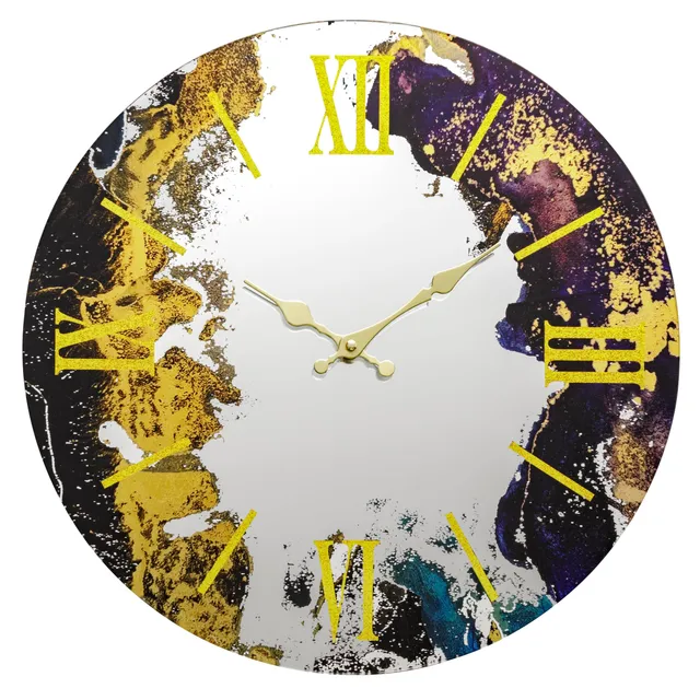 Baroni Home orologio parete vetro marmo specchio 43 cm