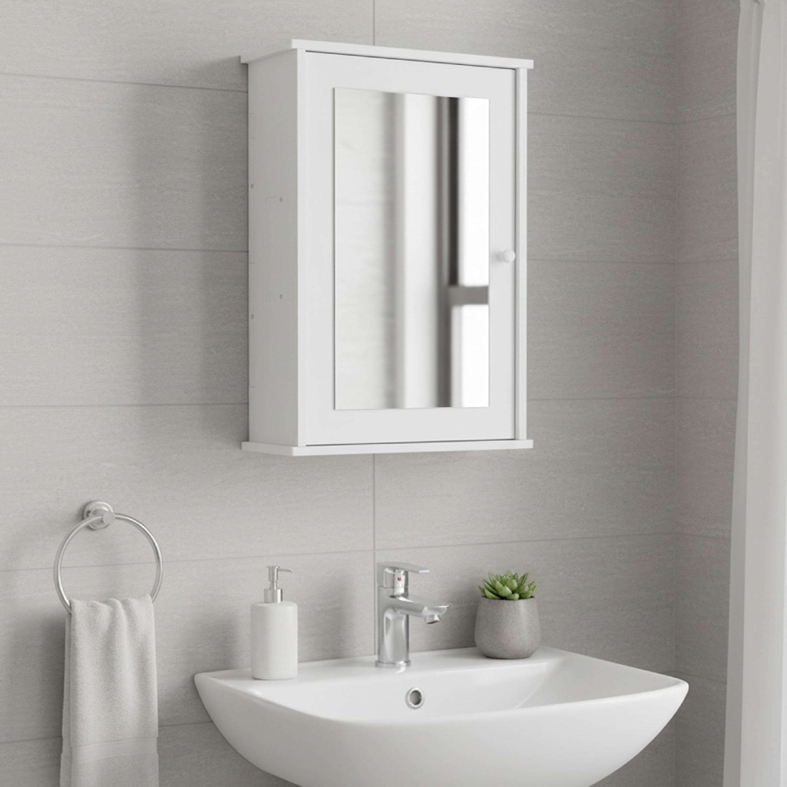 Baroni Home Pensile Bagno Specchio 34x15x53 cm Bianco Salvaspazio