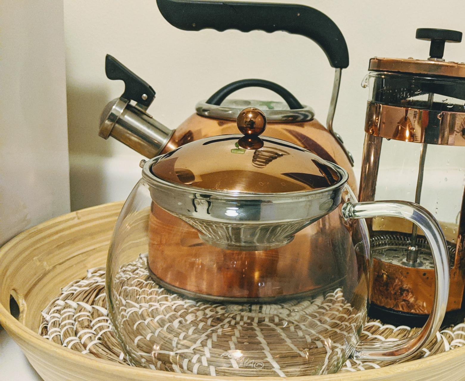 bonVIVO teiera vetro 1,5 L rame con infusore