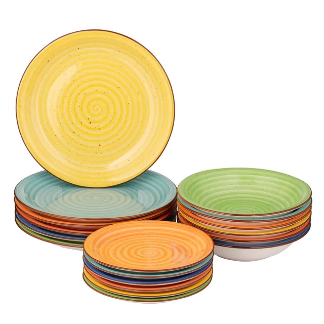 Baroni Home Servizio Piatti 18 Pezzi Ceramica Multicolor