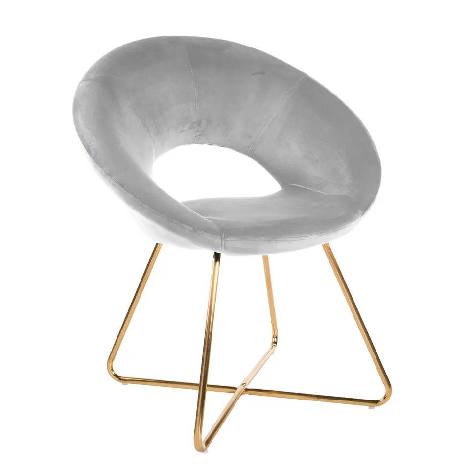 Baroni Home poltrona velluto beige gambe oro 71x59x84 cm