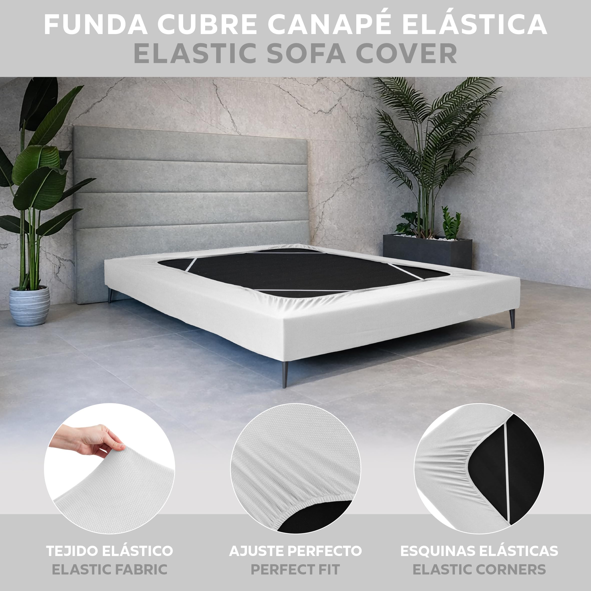 Textilhome Coprisommier Elastico Bianco 180x200 cm King Size