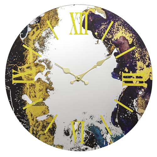 Baroni Home orologio parete vetro onde 43 cm silenzioso