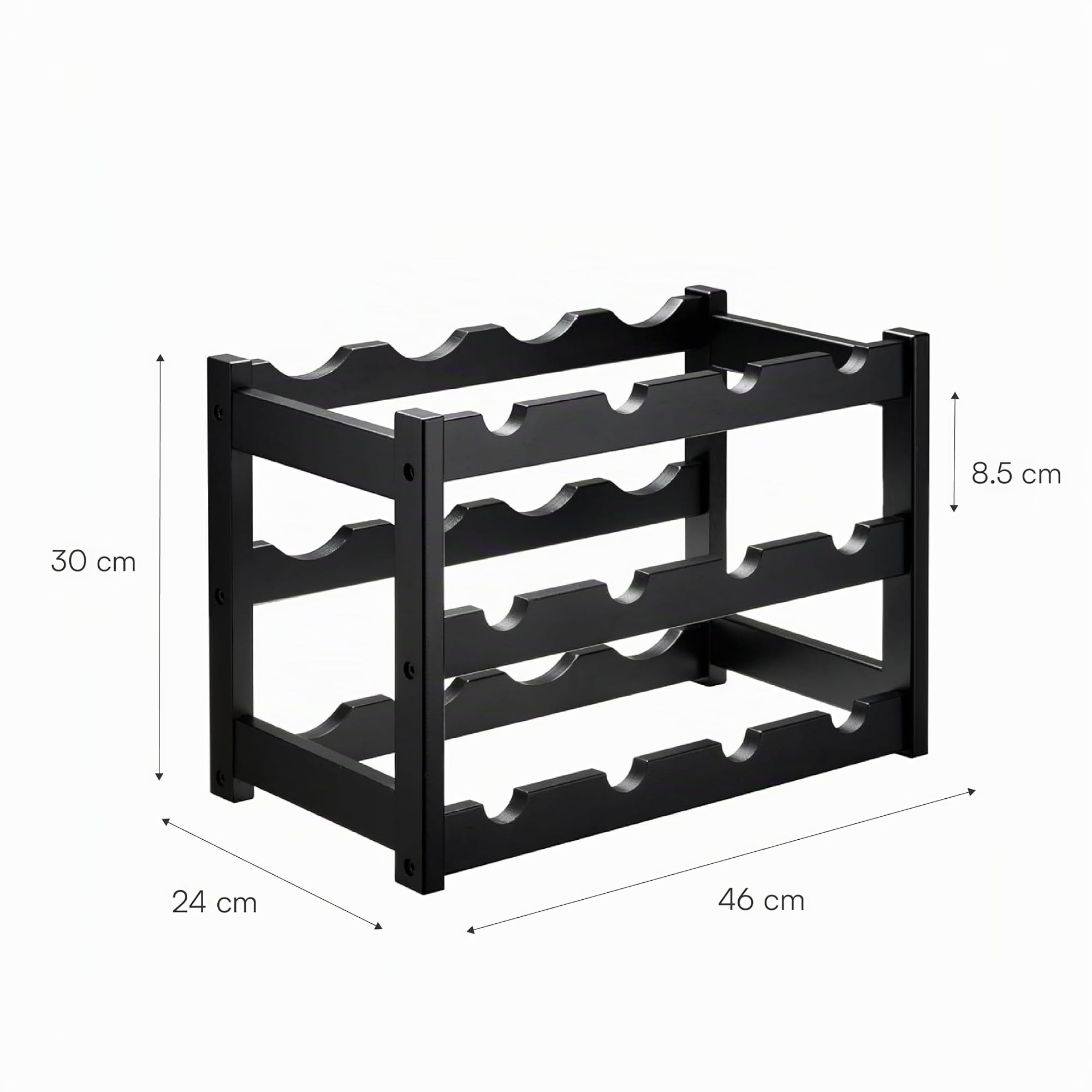 Baroni Home Cantinetta Portabottiglie 12 Bottiglie 24x46x30 Nero