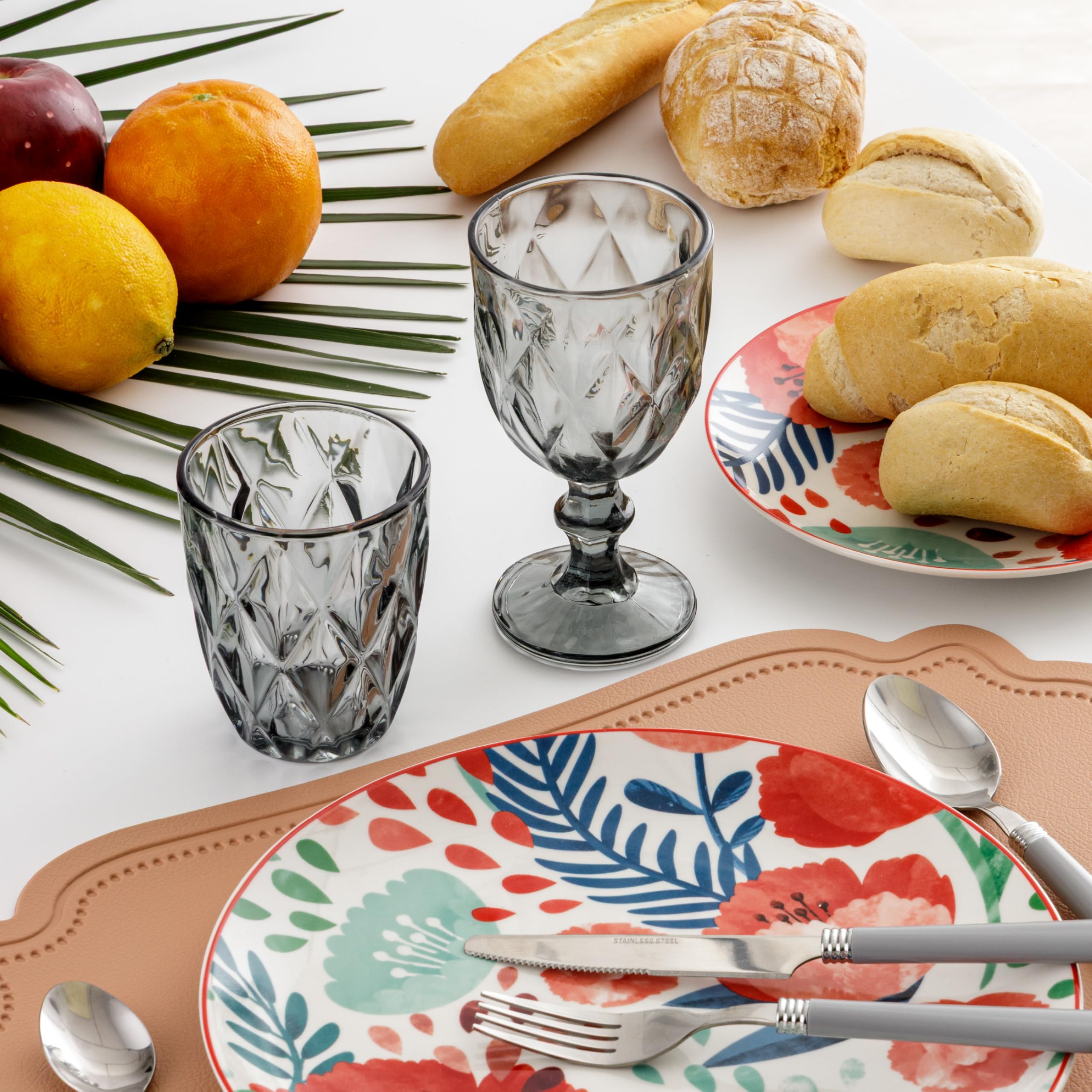Baroni Home Set 6 Bicchieri Vetro Fumè Diamante 28 CL