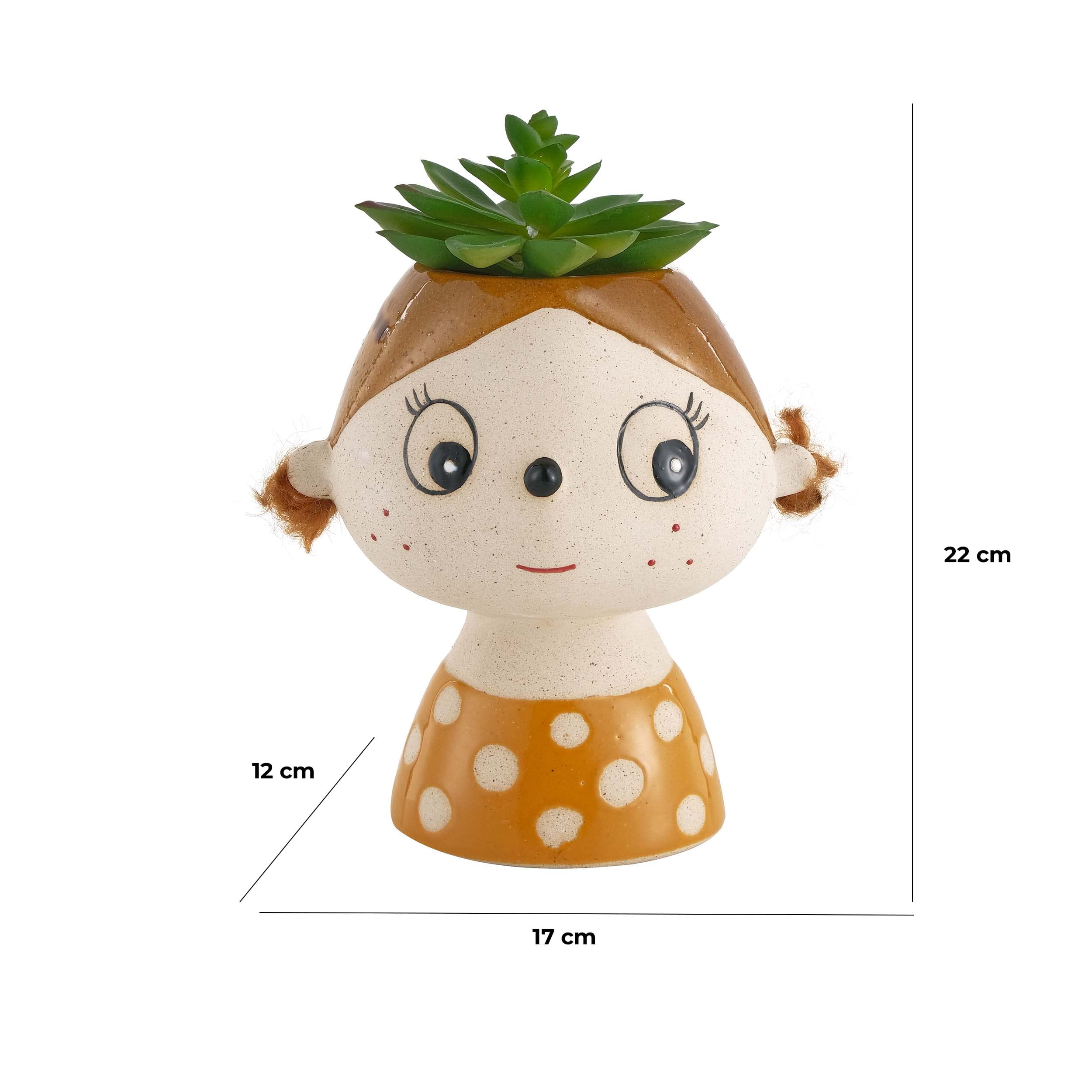 Baroni Home Ladies Girl con Treccine Vaso Testa Ceramica 22 cm