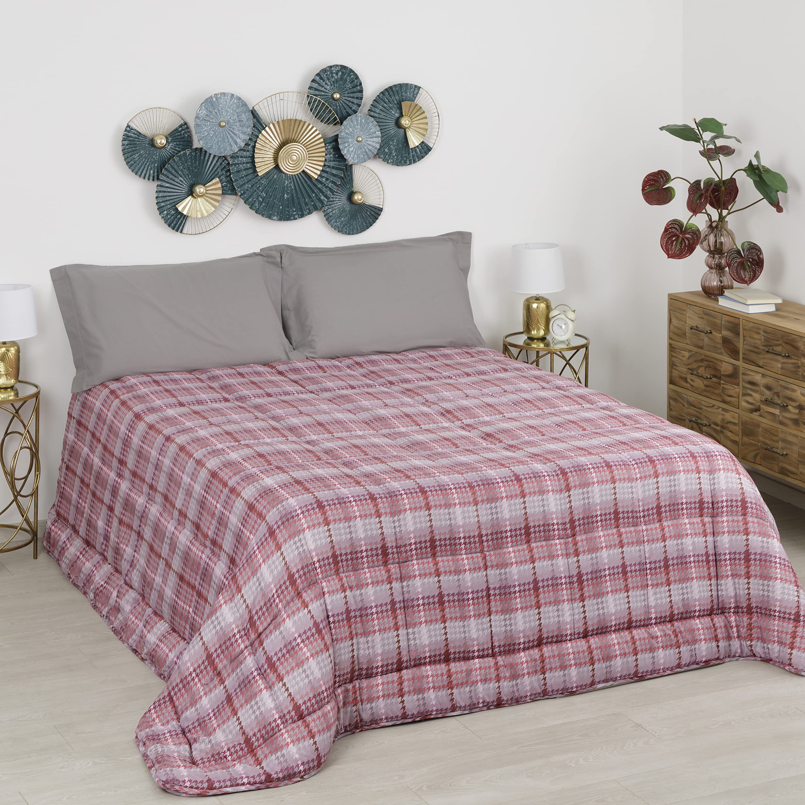 Baroni Home Piumone Matrimoniale 260x260 Righe Blu 350 g/mq anallergico