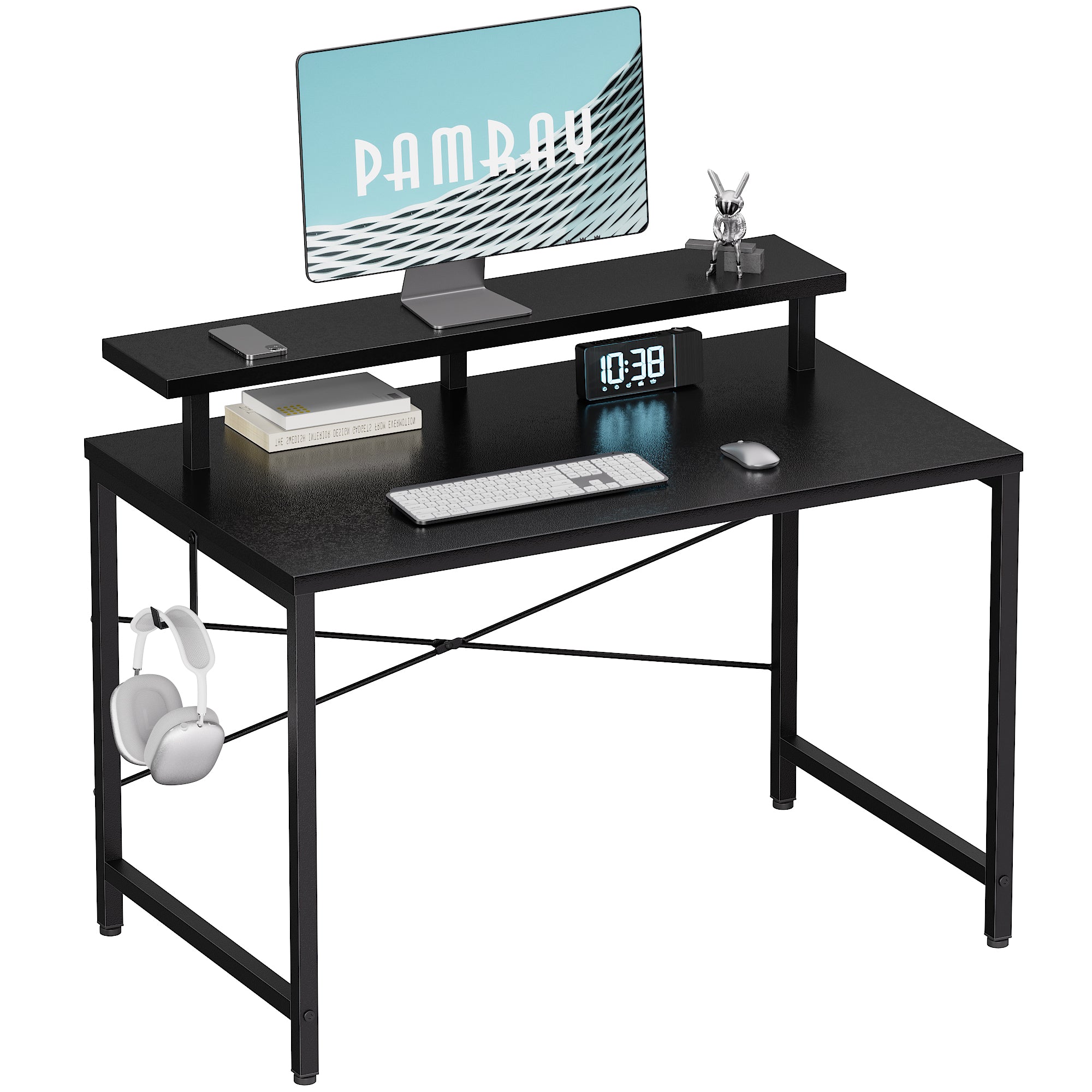 Pamray 47 Pollici Scrivania con Rialzo Bianca 120 cm Bambini