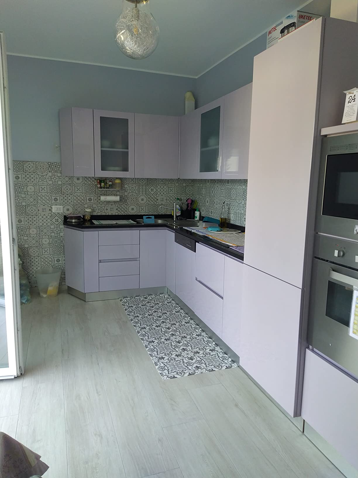 Baroni Home Tappeto Cucina PVC 120x60 cm Grigio Antiscivolo