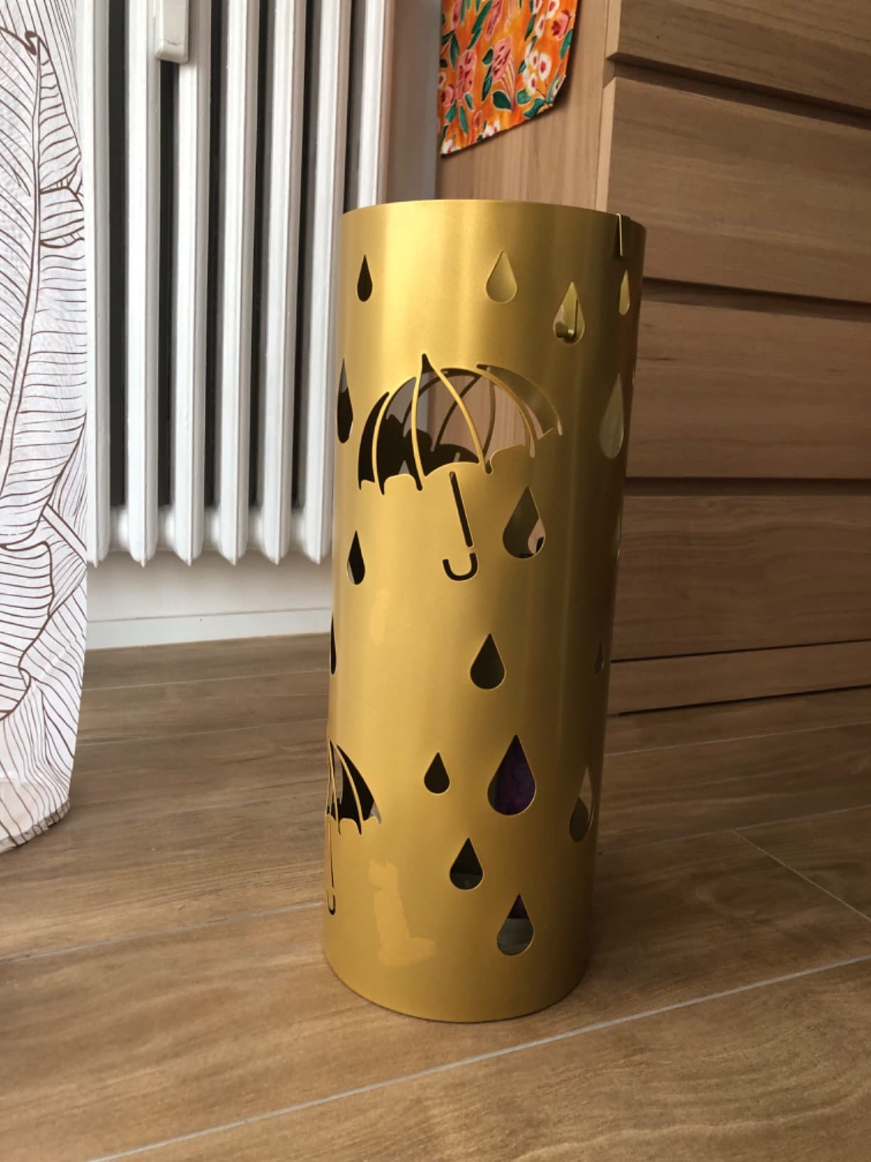 Baroni Home portaombrelli cilindrico pioggia metallo bianco