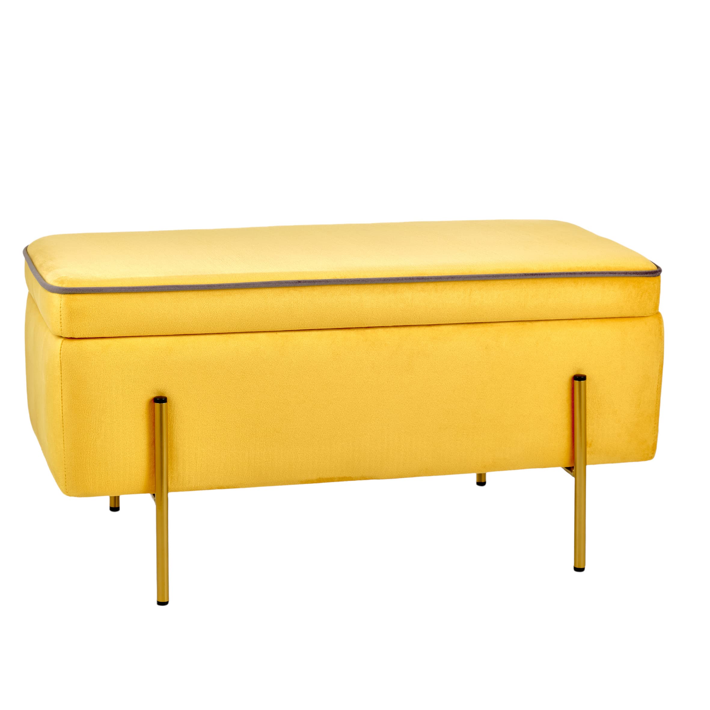 Baroni Home Cassapanca Pieghevole Gialla 80x40x40 cm Velluto