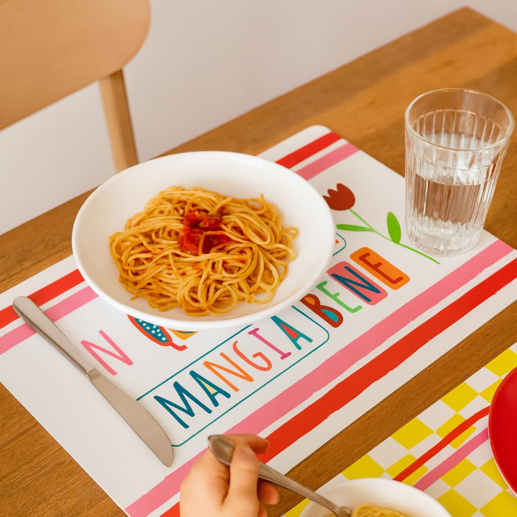 Baroni Home Set 6 Tovagliette In Questa Casa Si Mangia Bene Antimacchia
