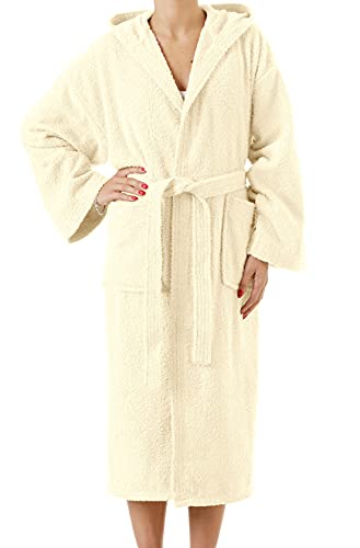 Baroni Home Accappatoio Spugna Cappuccio XL Crema 100% Cotone