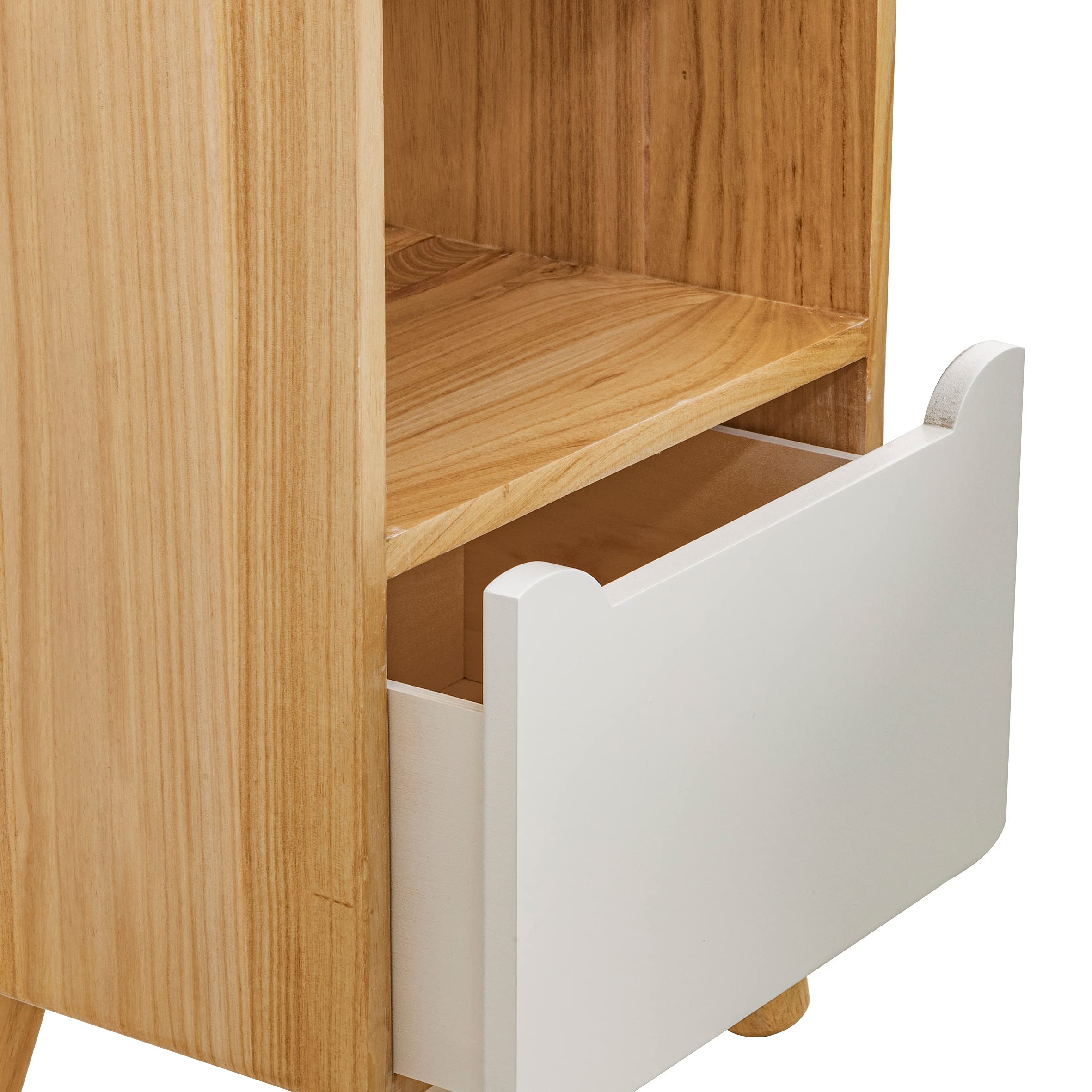 Baroni Home scaffale legno bianco con cassetto 38x38x114 cm