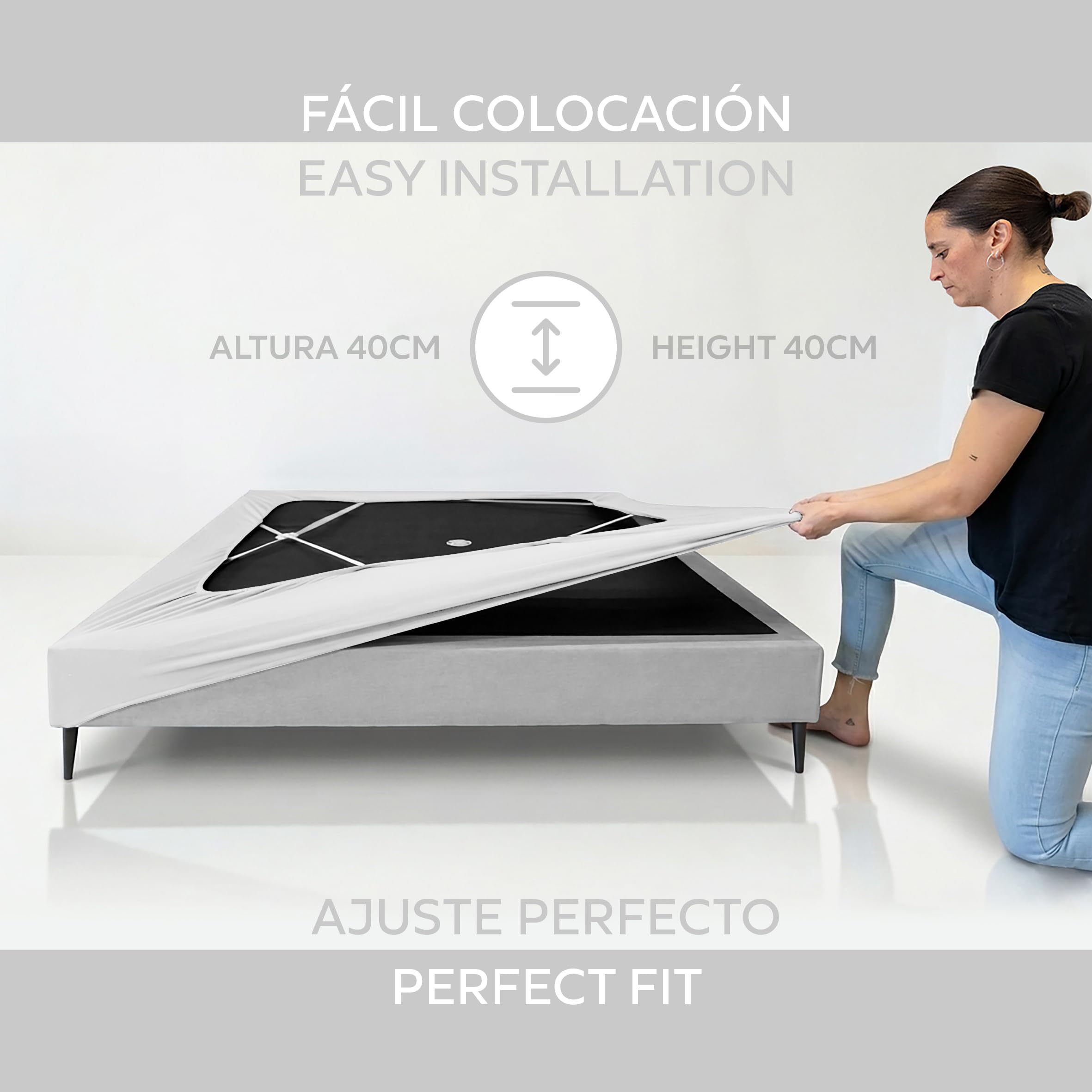 Textilhome Coprisommier Elastico Bianco 180x200 cm King Size
