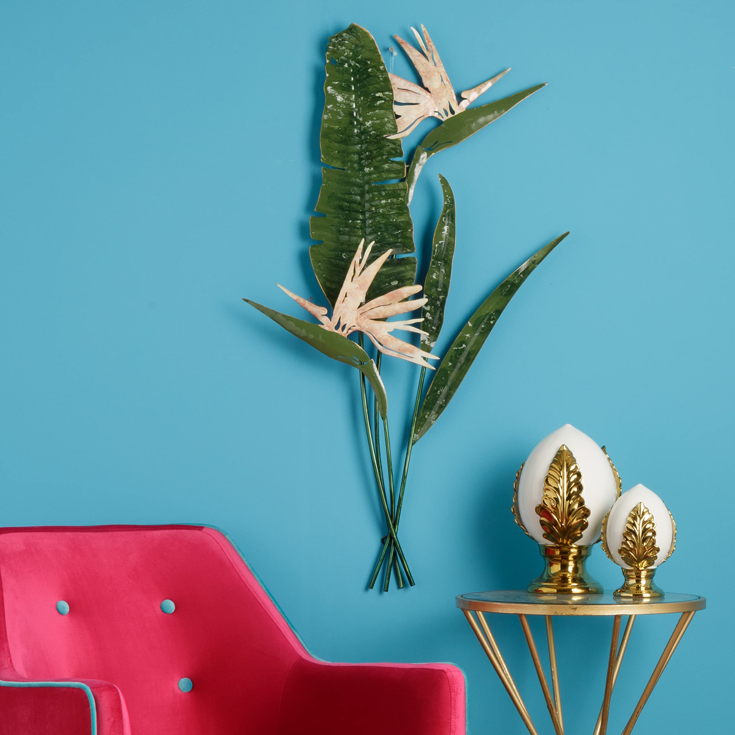 Baroni Quadro 3D in Metallo Strelitzia Moderno 48x8x92 cm