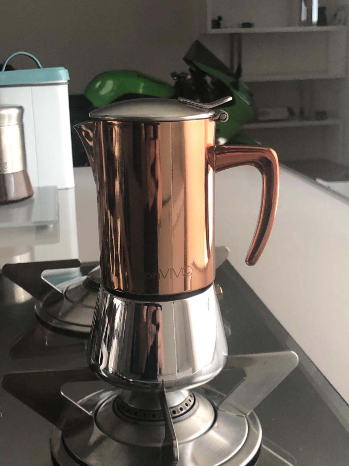 bonVIVO Moka 2 Tazze 100 ml Rame Induzione Acciaio Inox