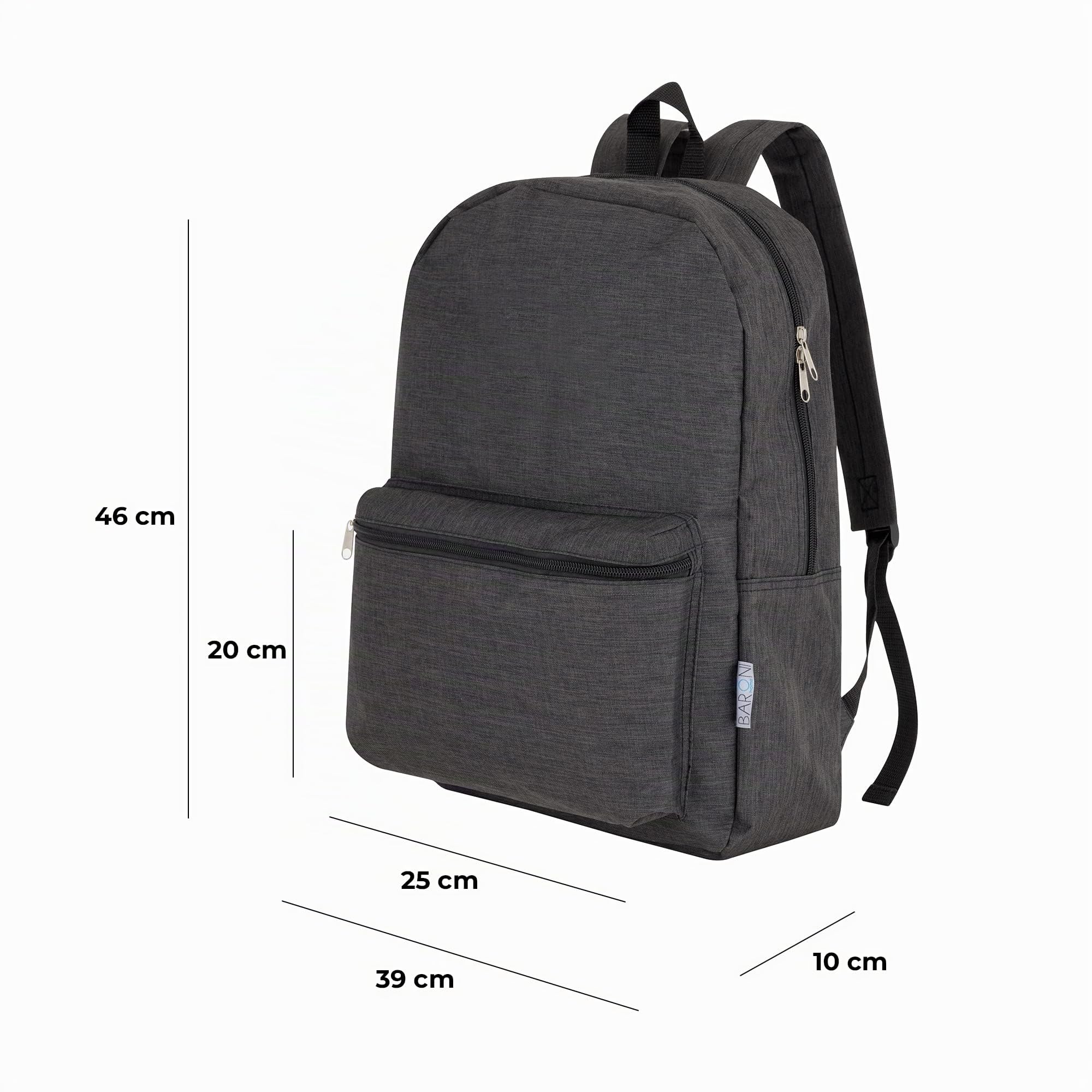 Baroni Home Zaino Nylon Nero 46x39x10 cm 10L