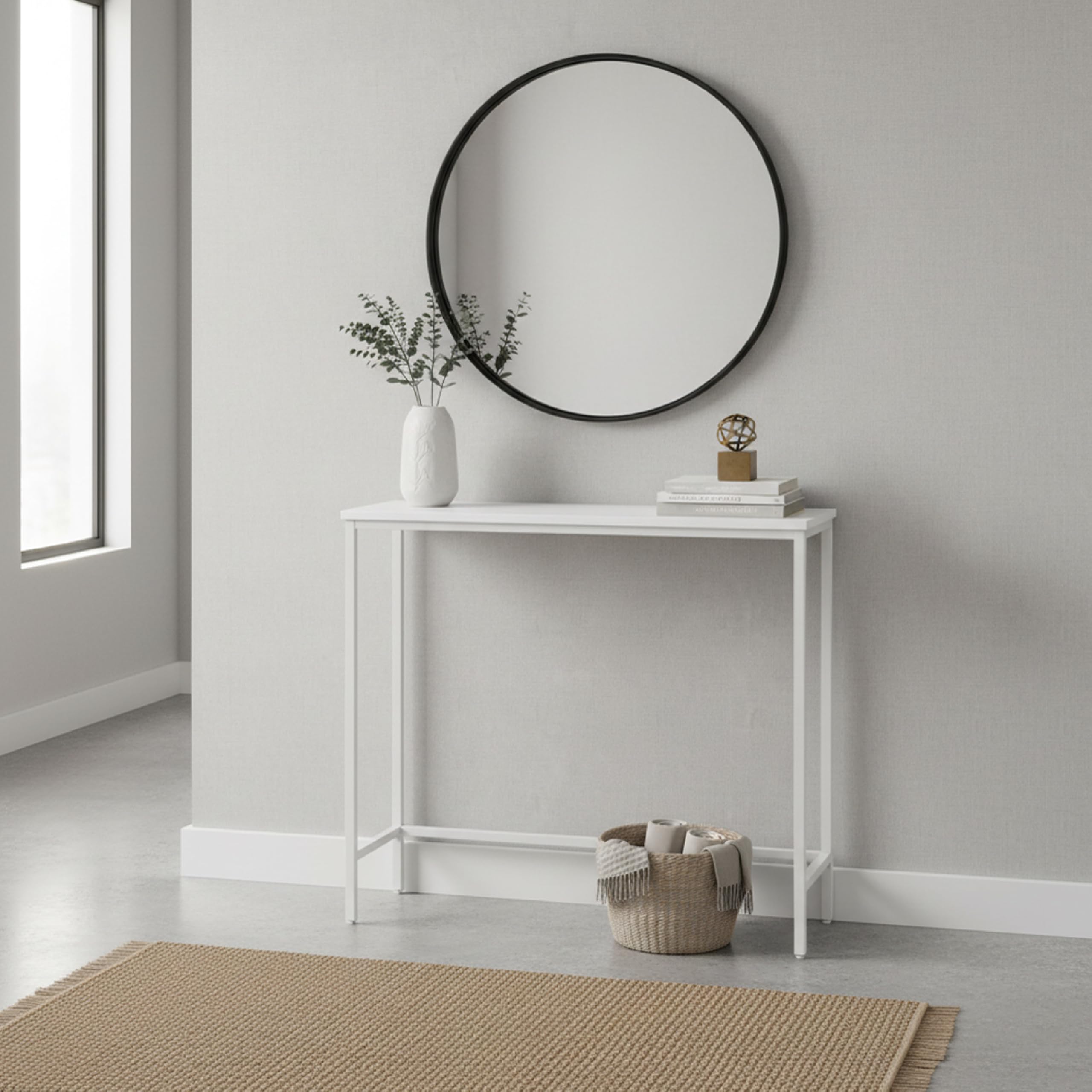 Baroni Home Consolle Ingresso Bianca 24x75x75 cm 1 Ripiano