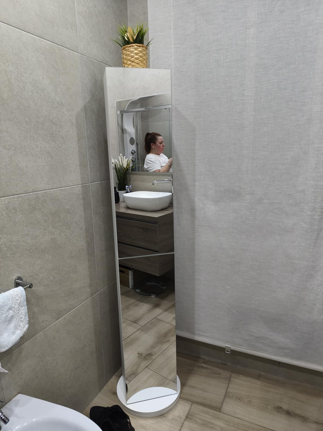 Baroni Home Specchio Girevole Colonnina Mobile Bianco 169 cm