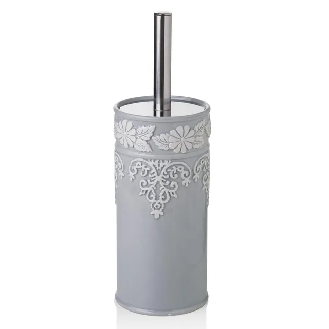 Baroni Home Scopino WC Ceramica 10x10x32 cm Grigio Decoro