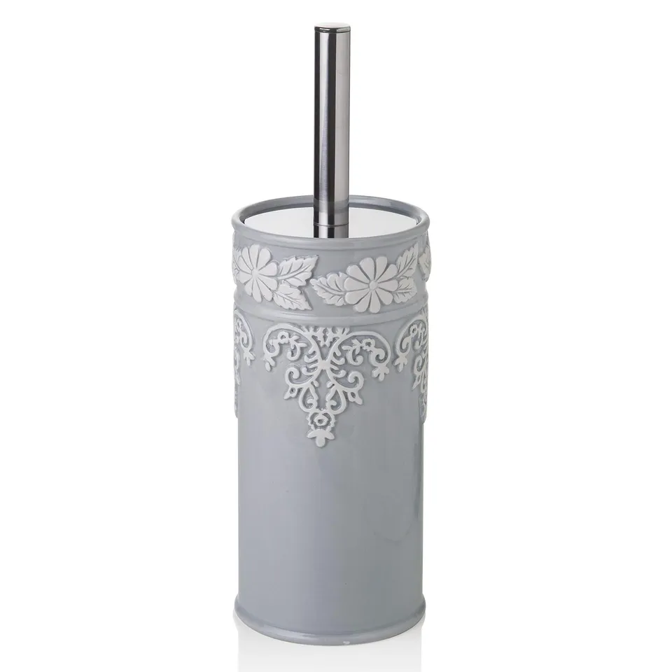 Baroni Home Scopino WC Ceramica 10x10x32 cm Grigio Decoro
