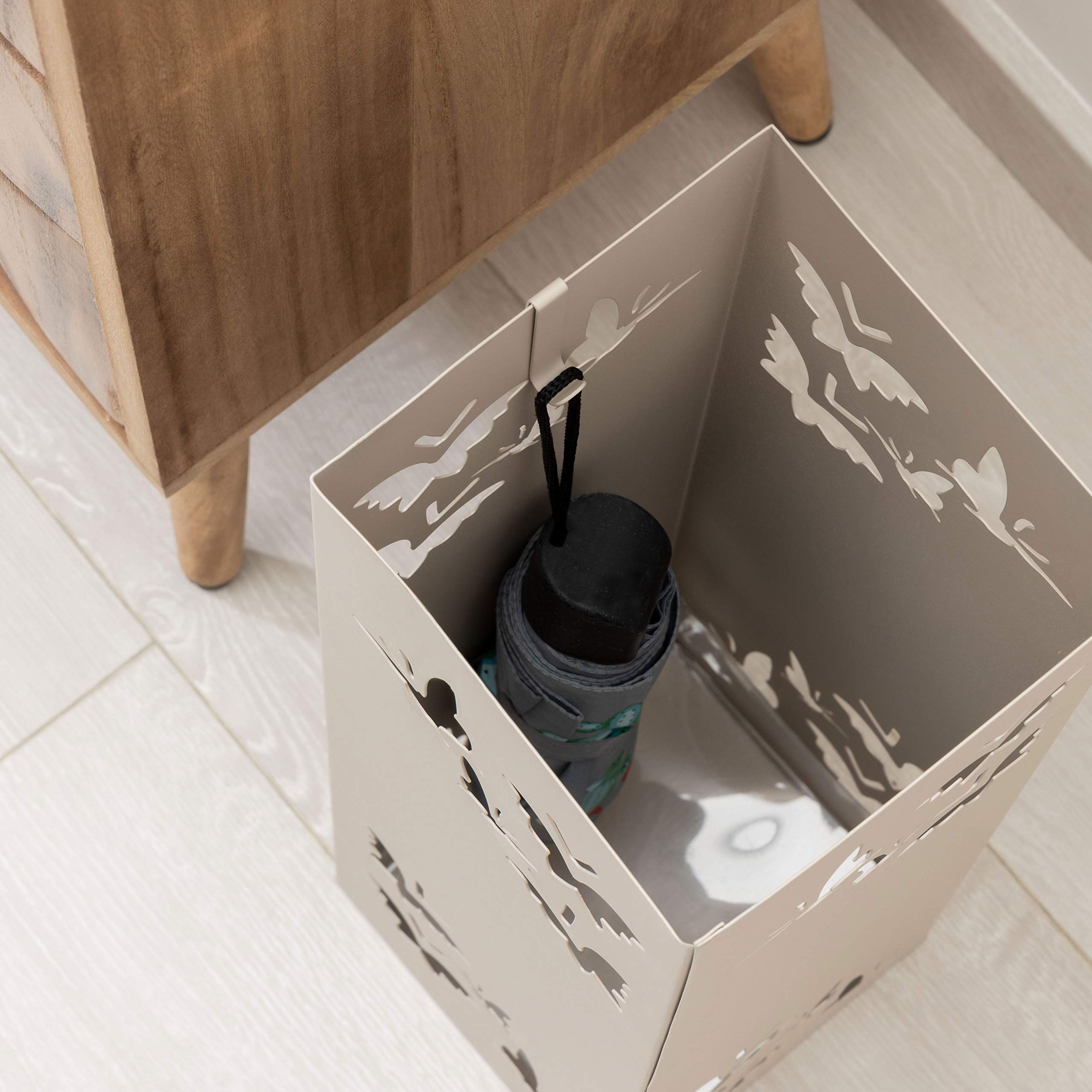 Baroni Home portaombrelli quadrato farfalle metallo grigio tortora