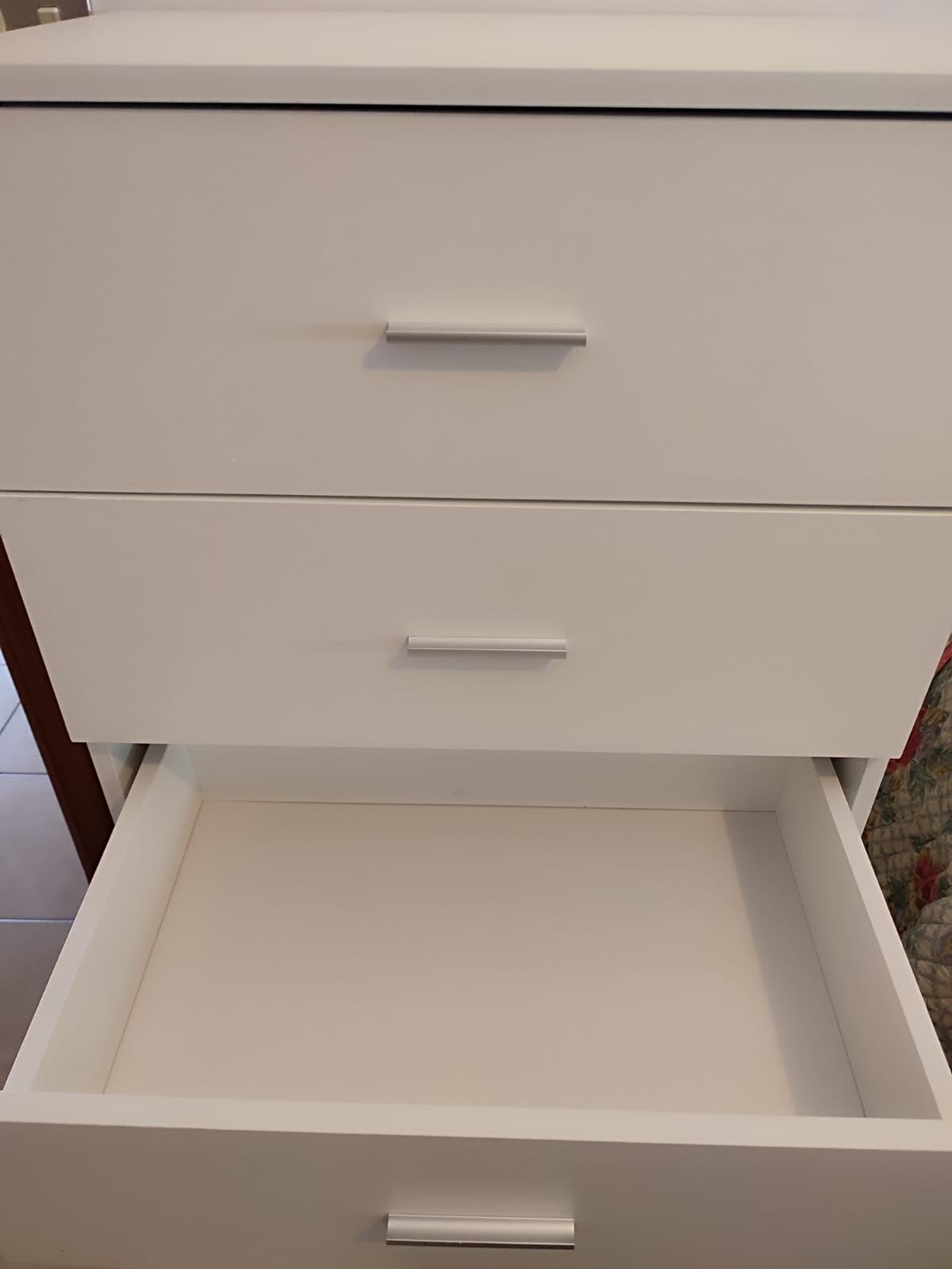 Baroni Home Cassettiera 5 Cassetti Bianca 60x40x110 in Nobilitato