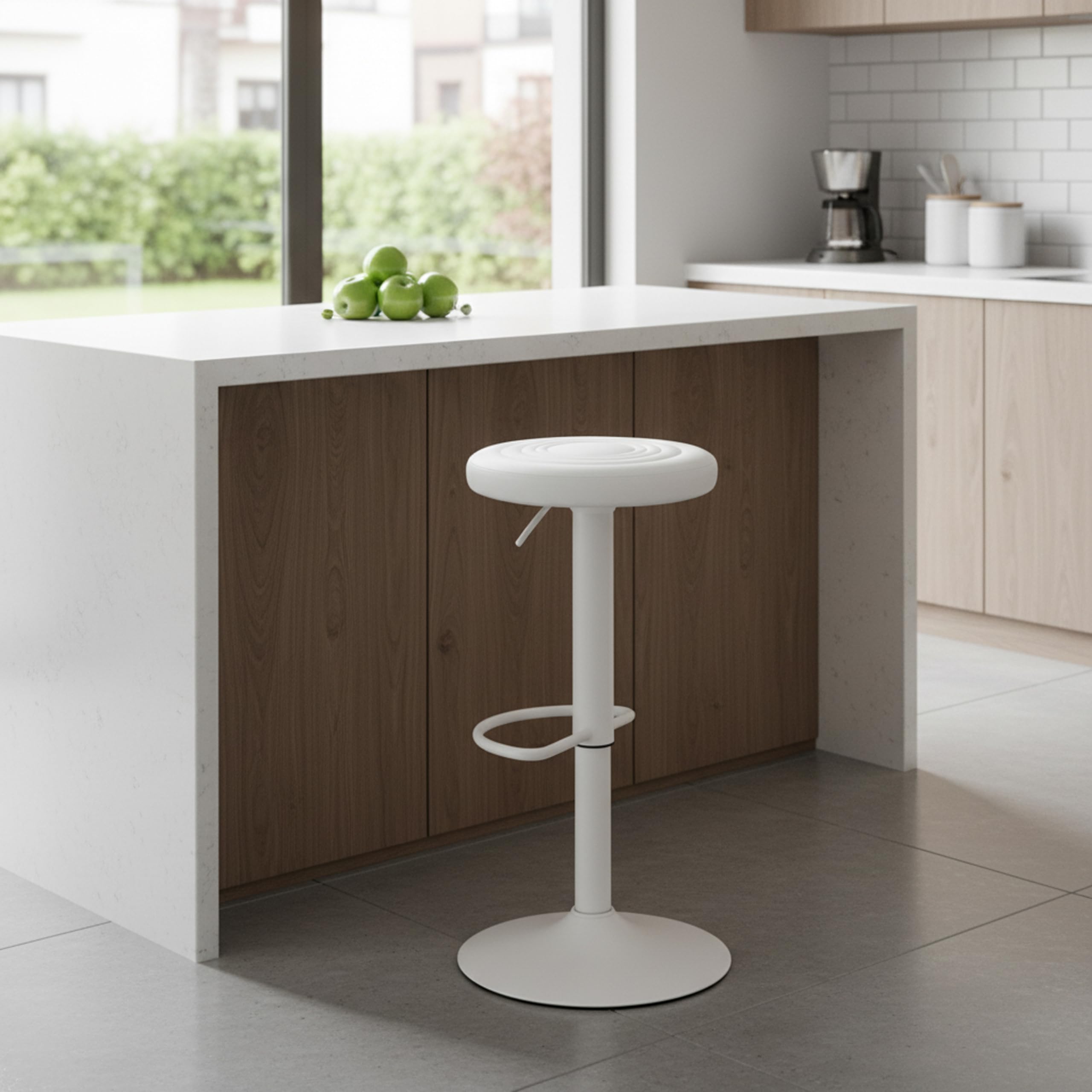 Baroni Home Sgabello Girevole Bianco 1 Pezzo Regolabile Ecopelle