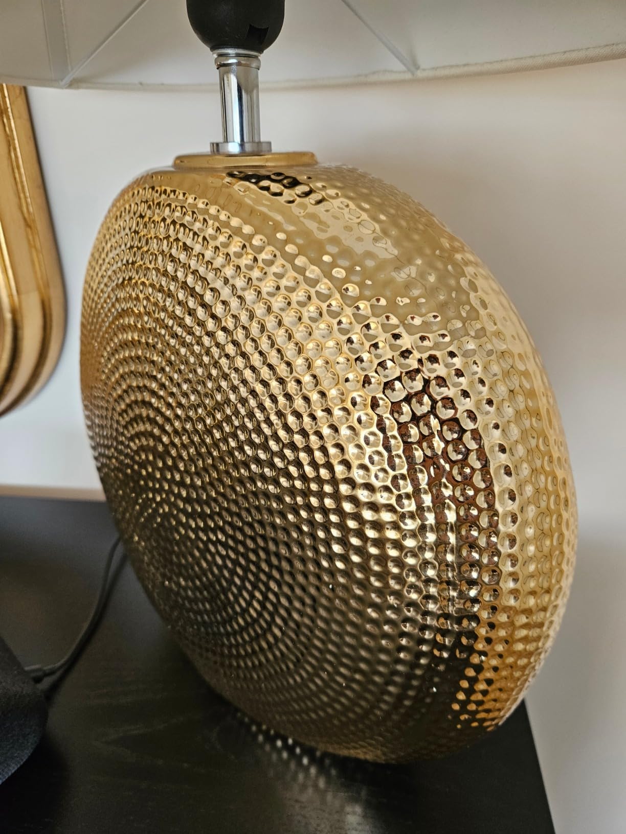 Baroni Home Lampada da Tavolo Sferica Oro in Ceramica 23x23x32 cm