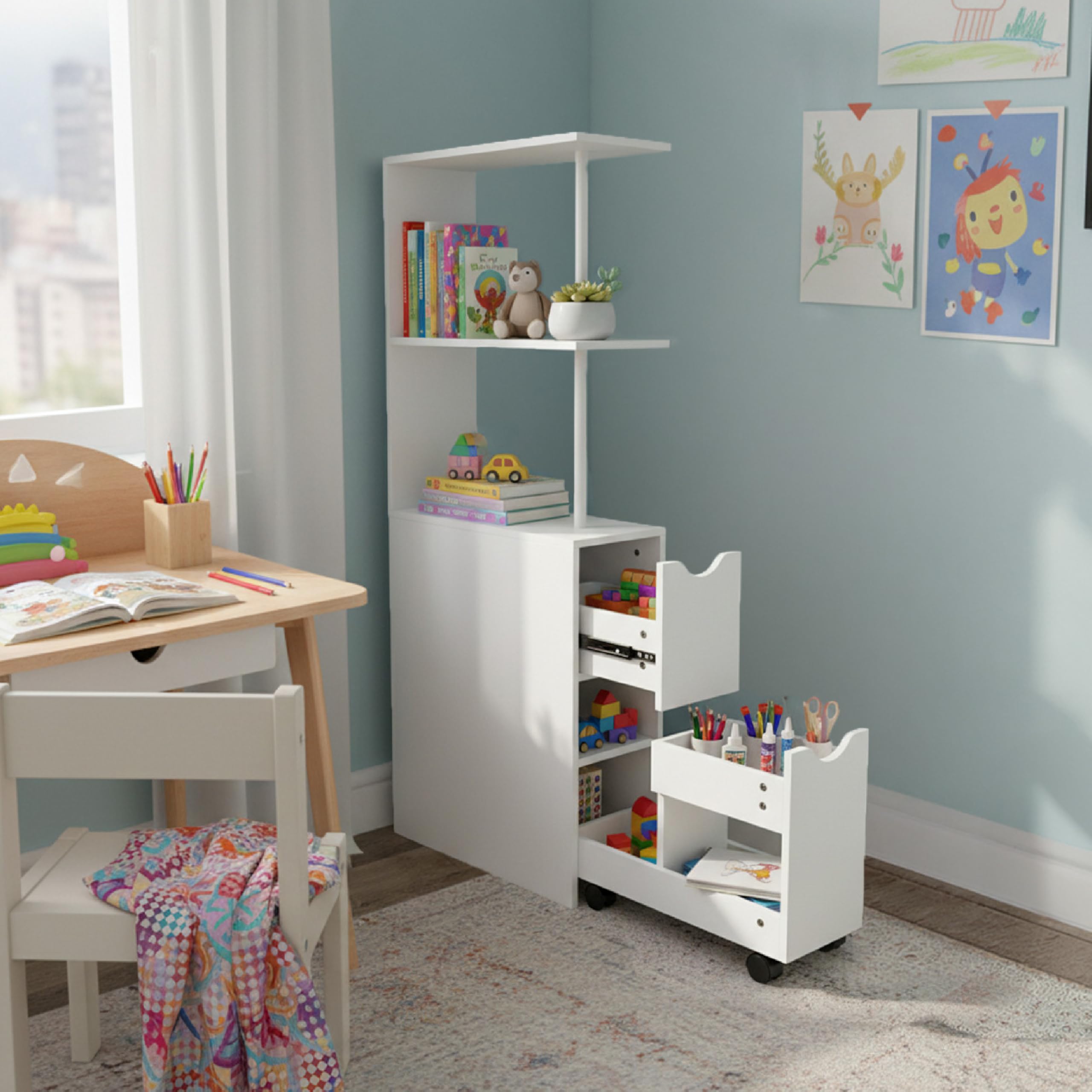 Baroni Home Colonna Bagno Bianca 45x19x113 cm 3 Ripiani