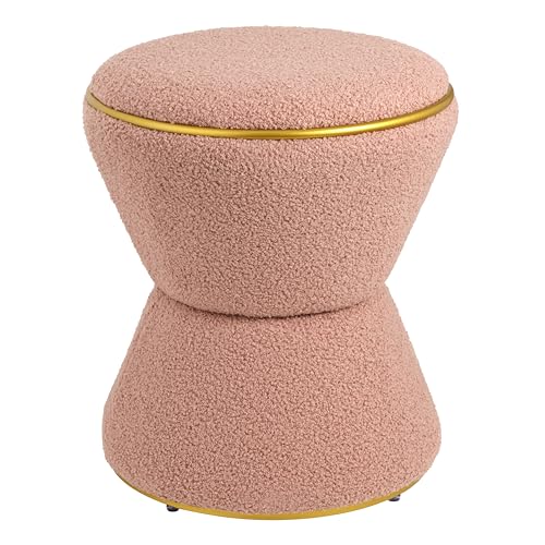 Baroni Home Pouf Sherpa Clessidra poggiapiedi rosa 37x37x43 cm