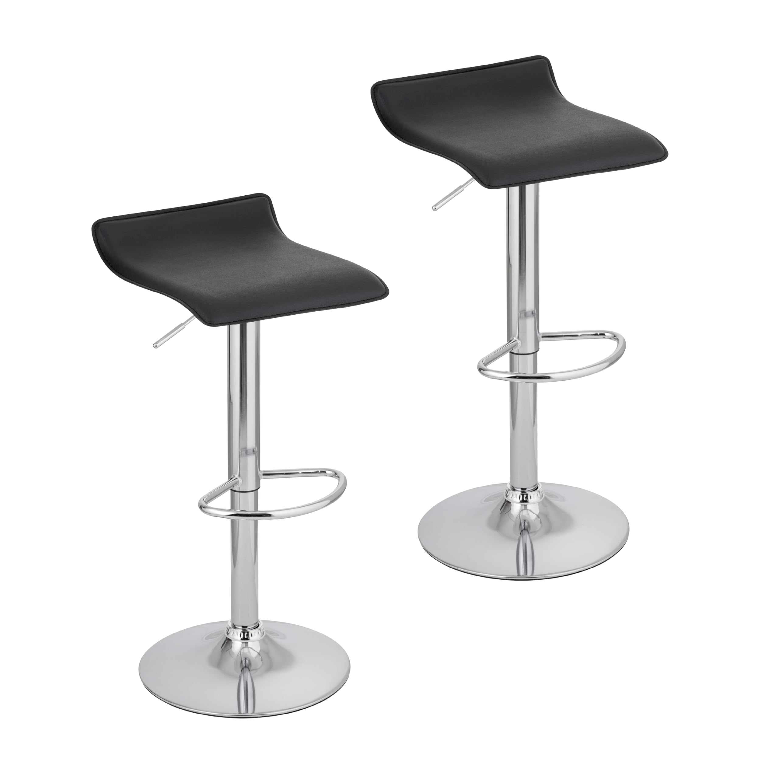 Baroni Home Set 2 Sgabelli Bar Girevoli Neri Altezza Regolabile