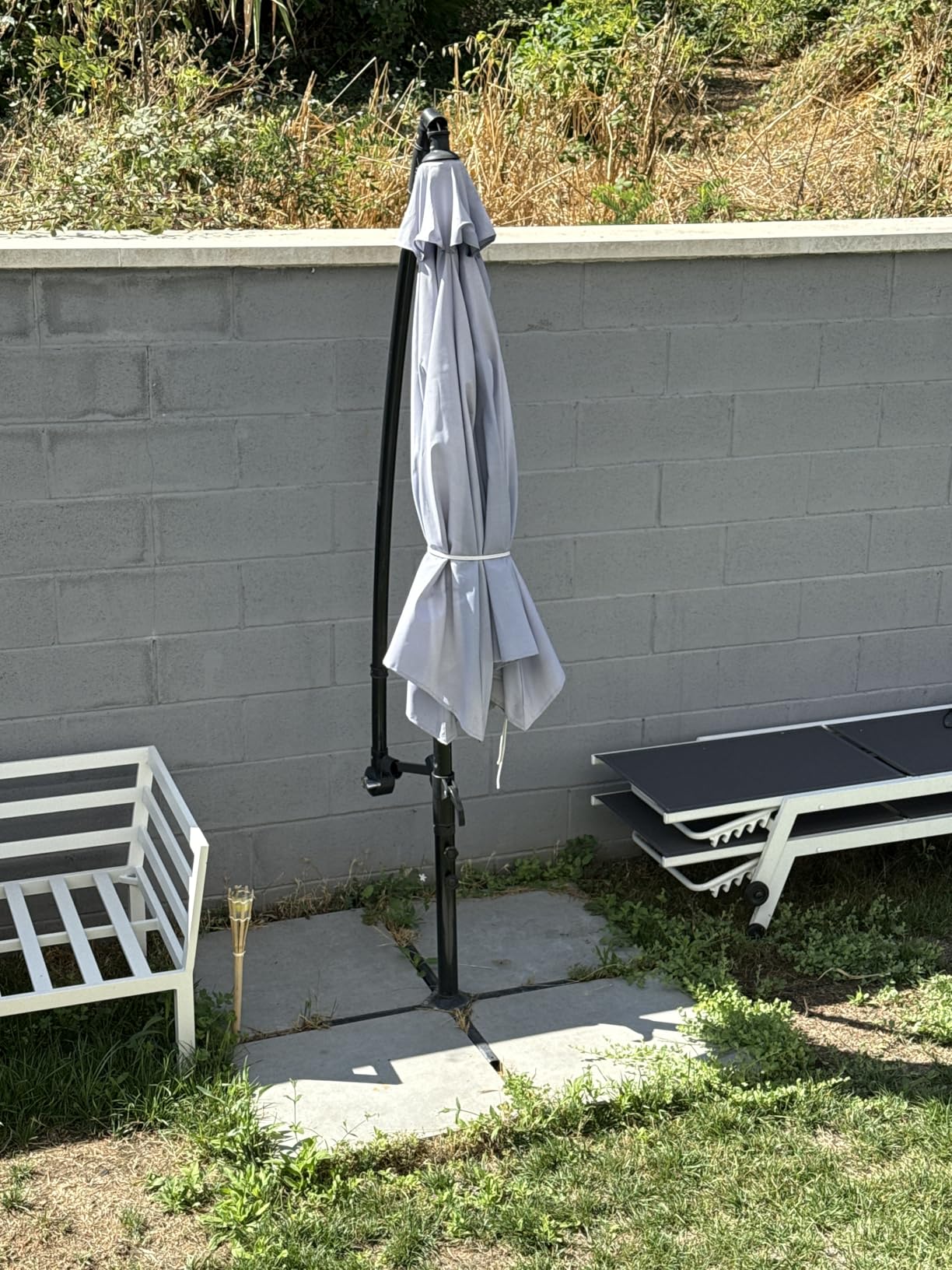 Baroni Home ombrellone da giardino bianco Ø 270 cm palo centrale