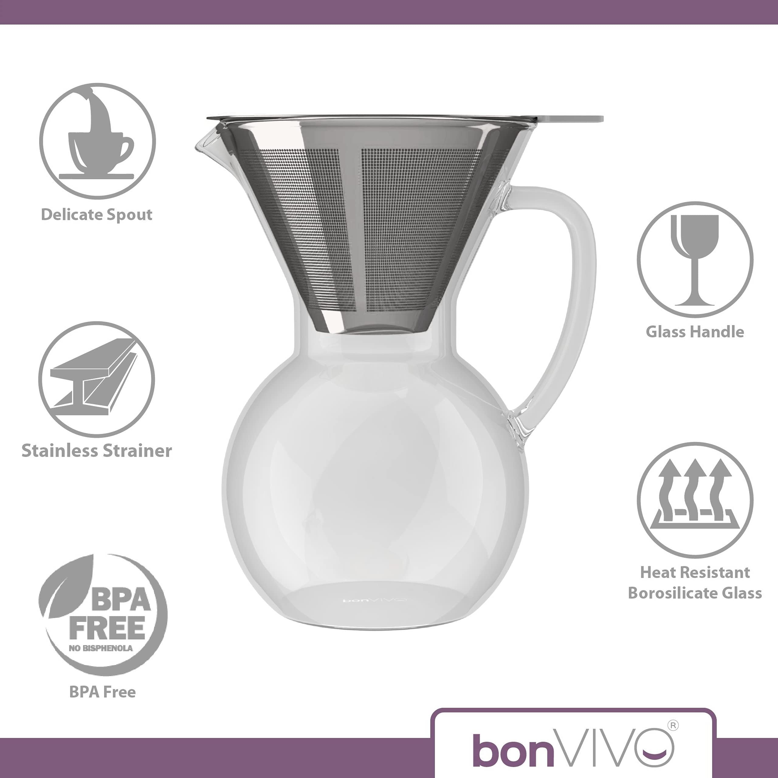 bonVIVO Aldrono caffettiera pour over 500ml rame filtro inox