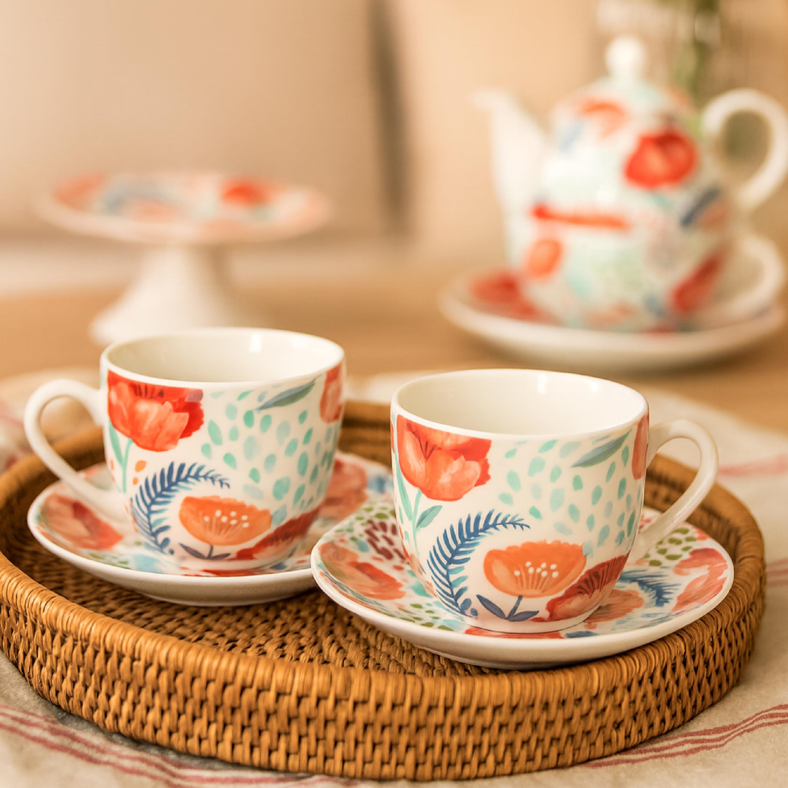 Baroni Home Papaveri Rossi set 2 tazzine caffè porcellana