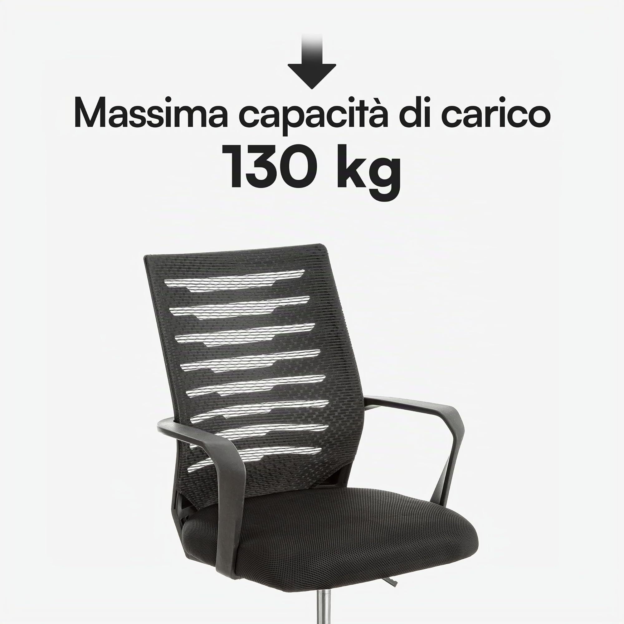 Baroni Home sedia ufficio nera girevole 98 cm con braccioli