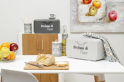 Baroni Home Portapane Metallo Grigio Chiaro 34X19X17 cm