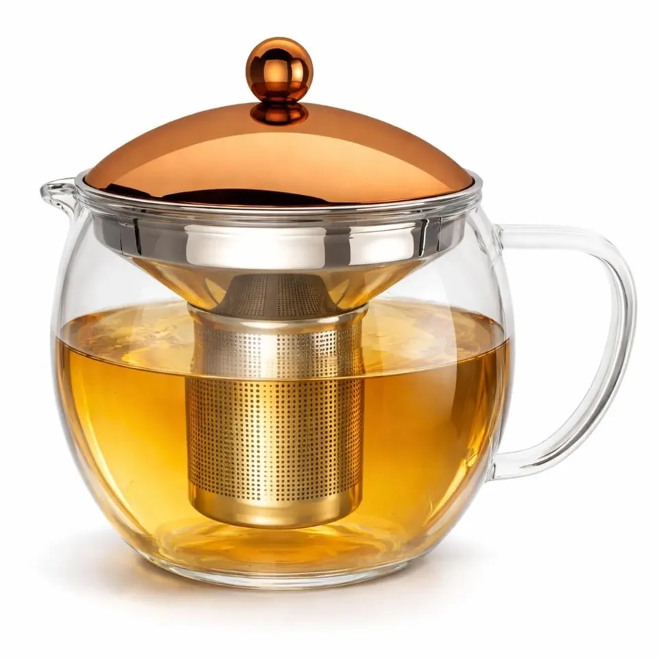 bonVIVO teiera vetro 1,5 L rame con infusore