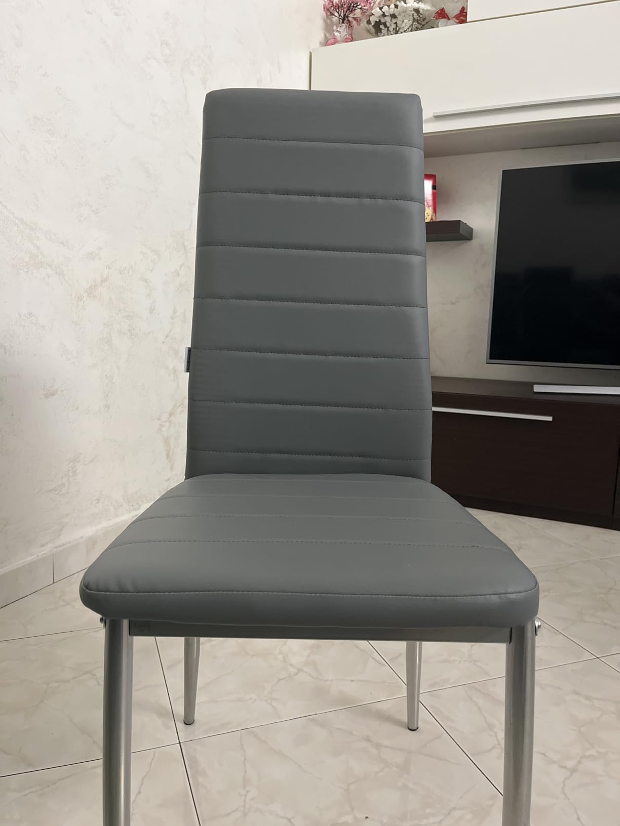 Baroni Home Set 4 Sedie da Pranzo Nero 40x48x96 cm