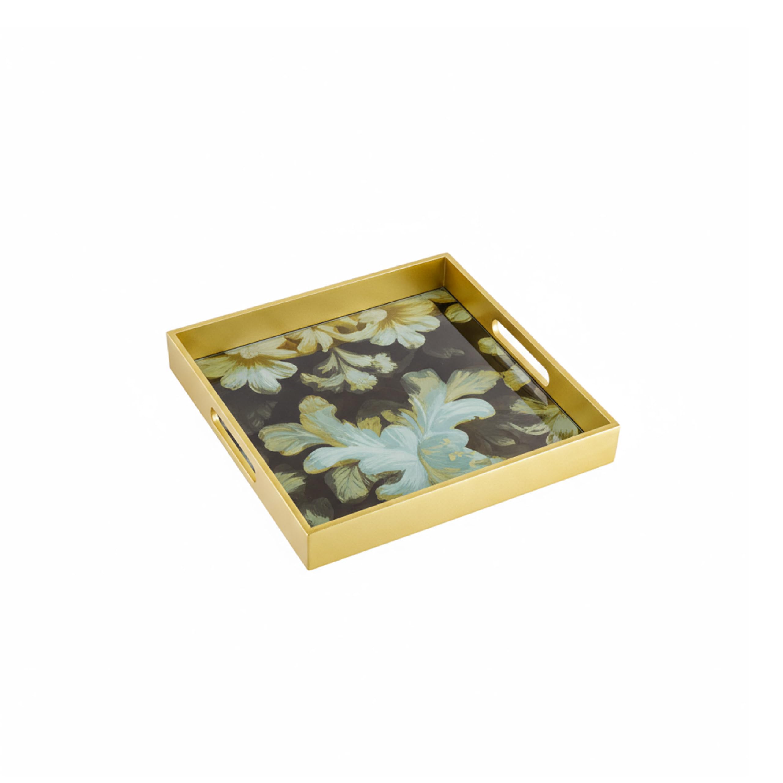 Baroni Home Vassoio Vetro Rettangolare Astratto Rosso 40x24 cm