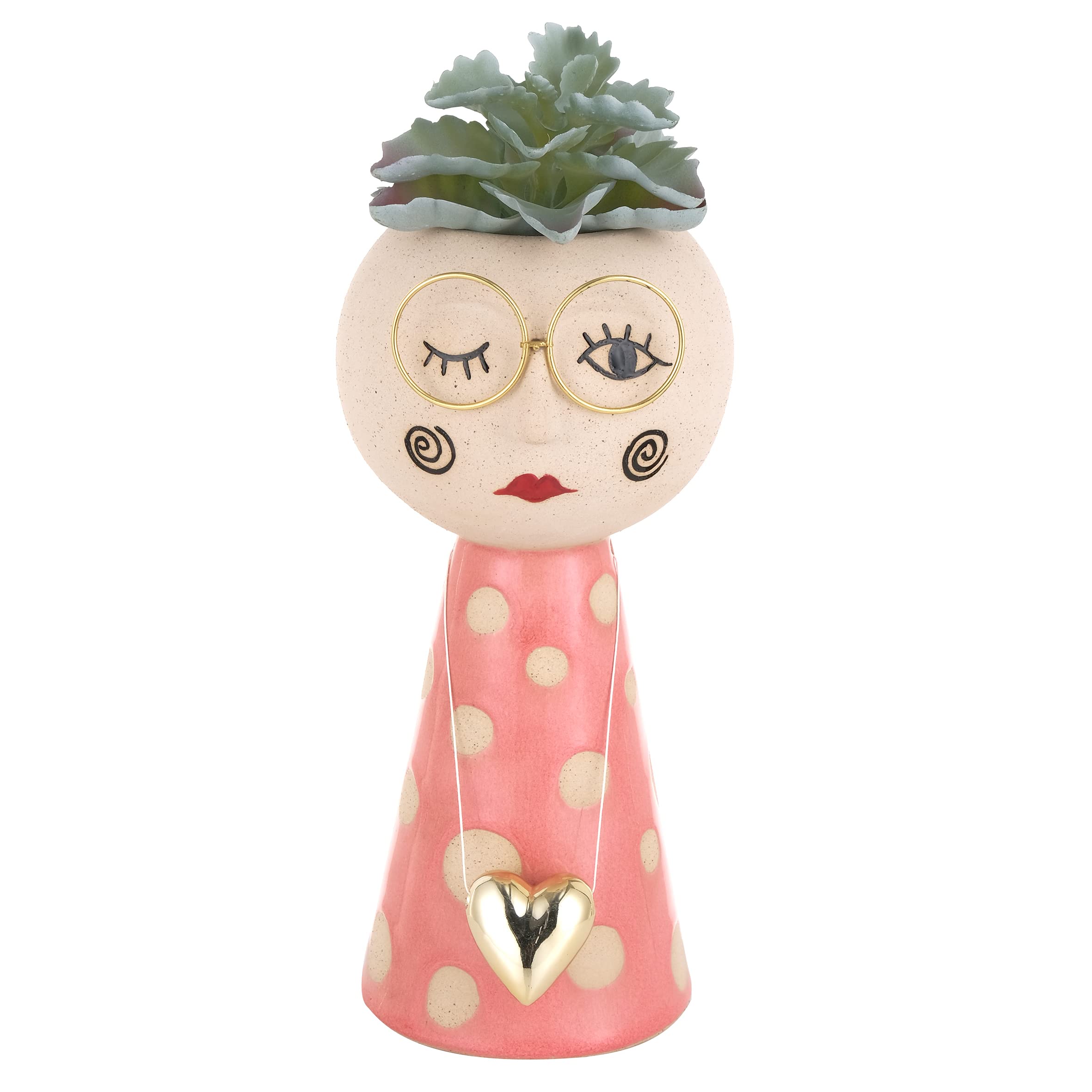 Baroni Home Ladies Girl con Treccine Vaso Testa Ceramica 22 cm