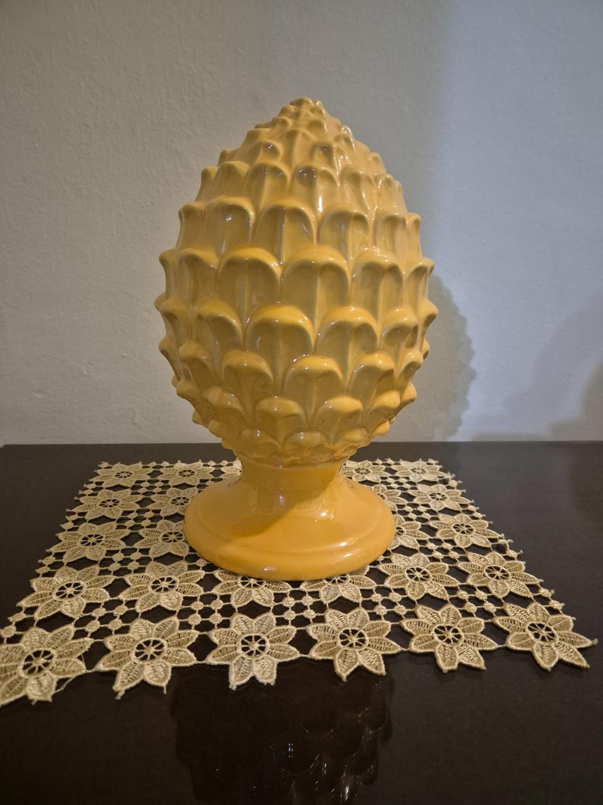 Baroni Home pigna siciliana porcellana bianco oro L 14x14x22 cm